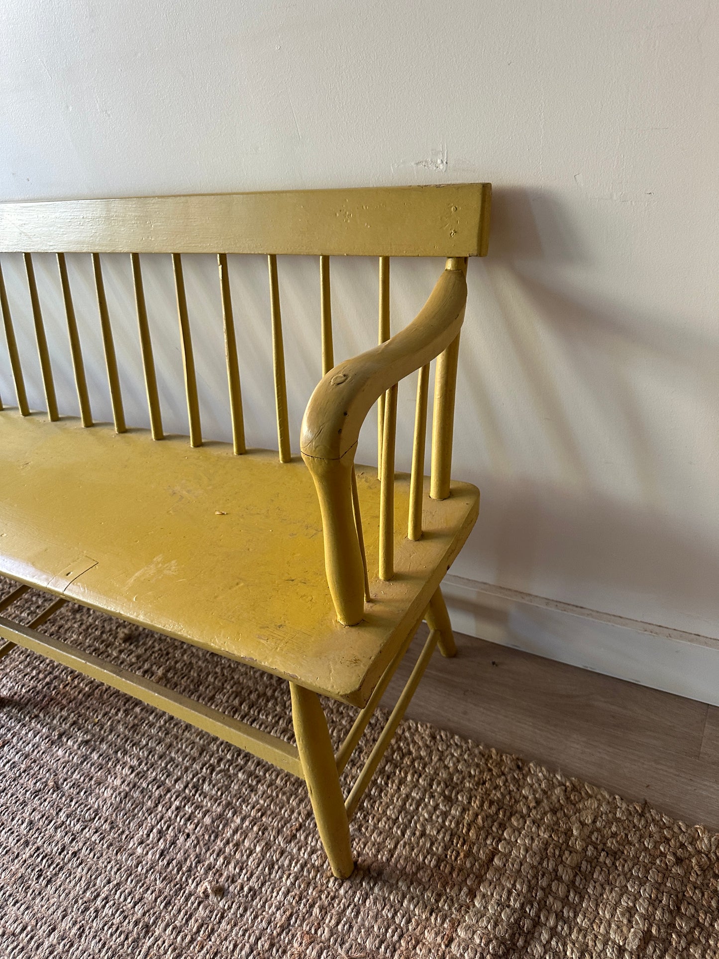 Yellow farmhouse bench