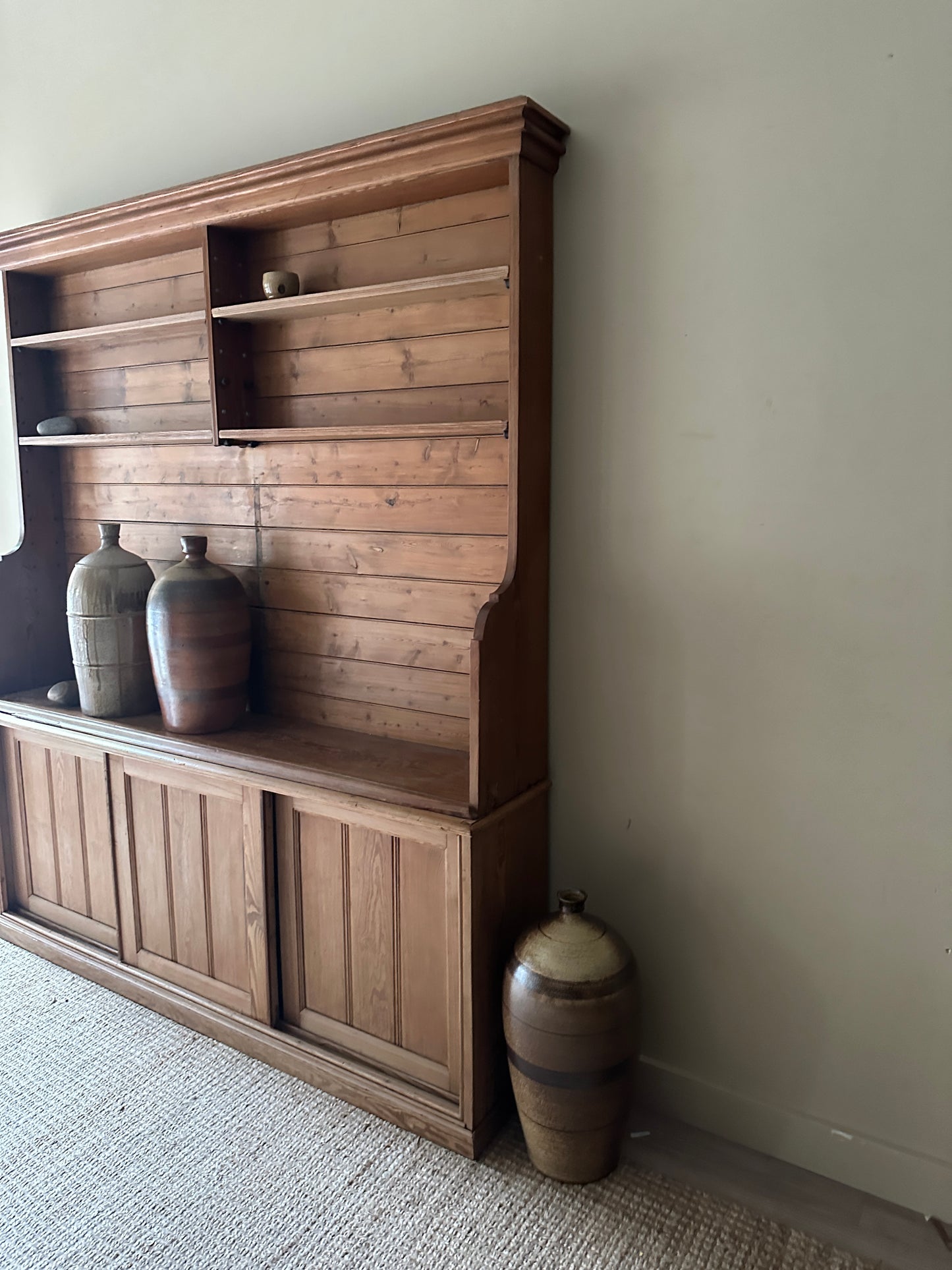 Two piece pine hutch