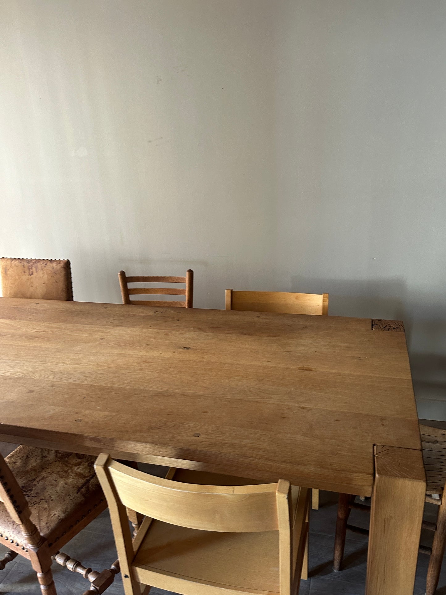 Solid scrubbed pine dining table