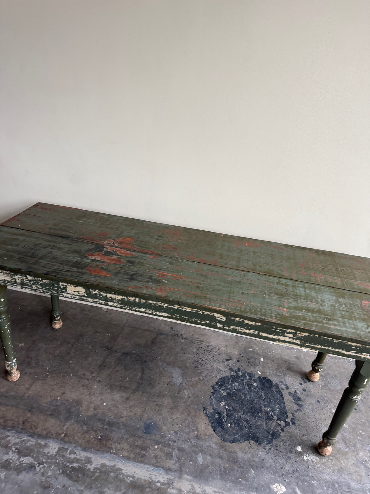 Green painted pine farm table