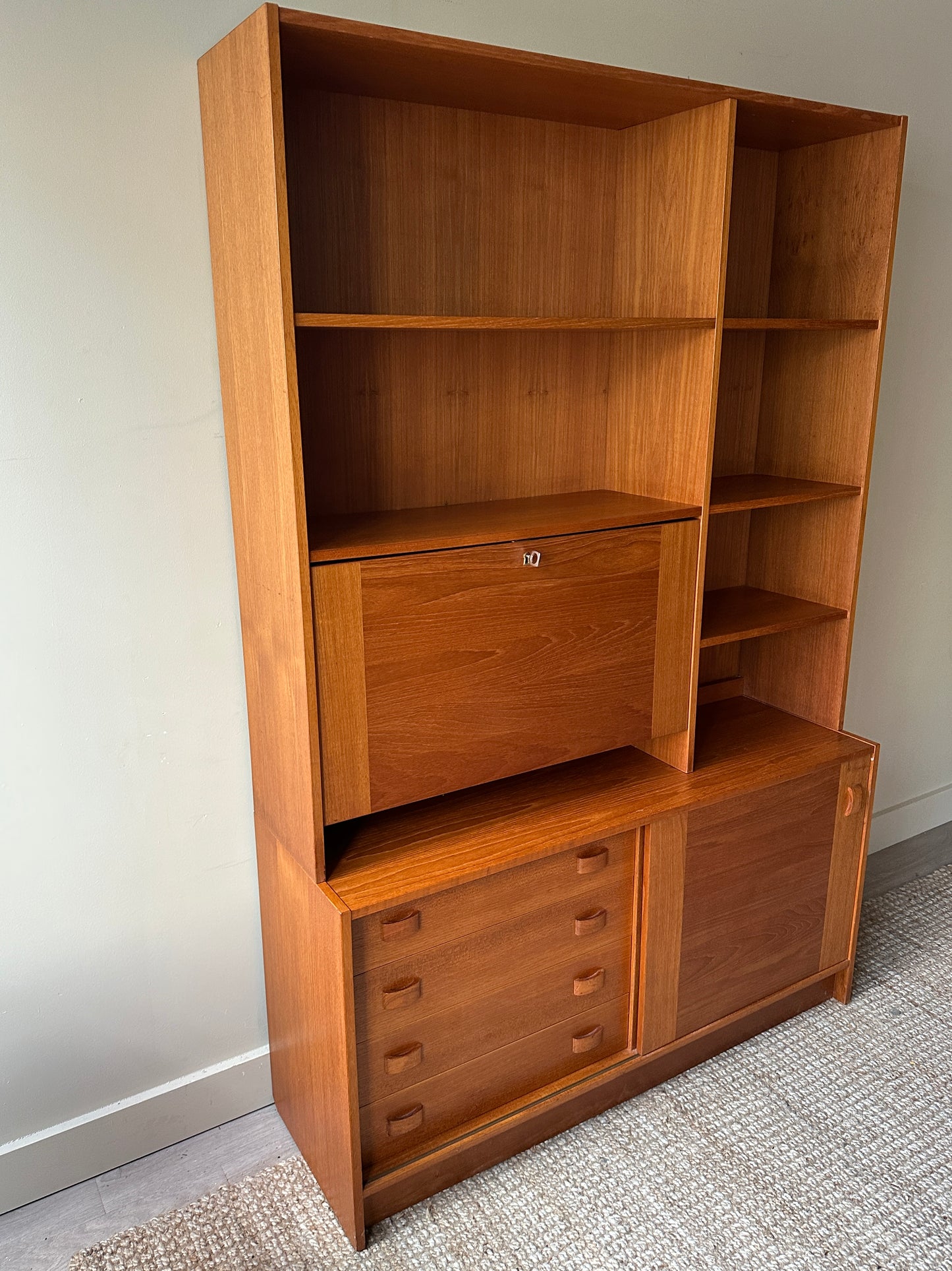 Danish teak two piece floor unit