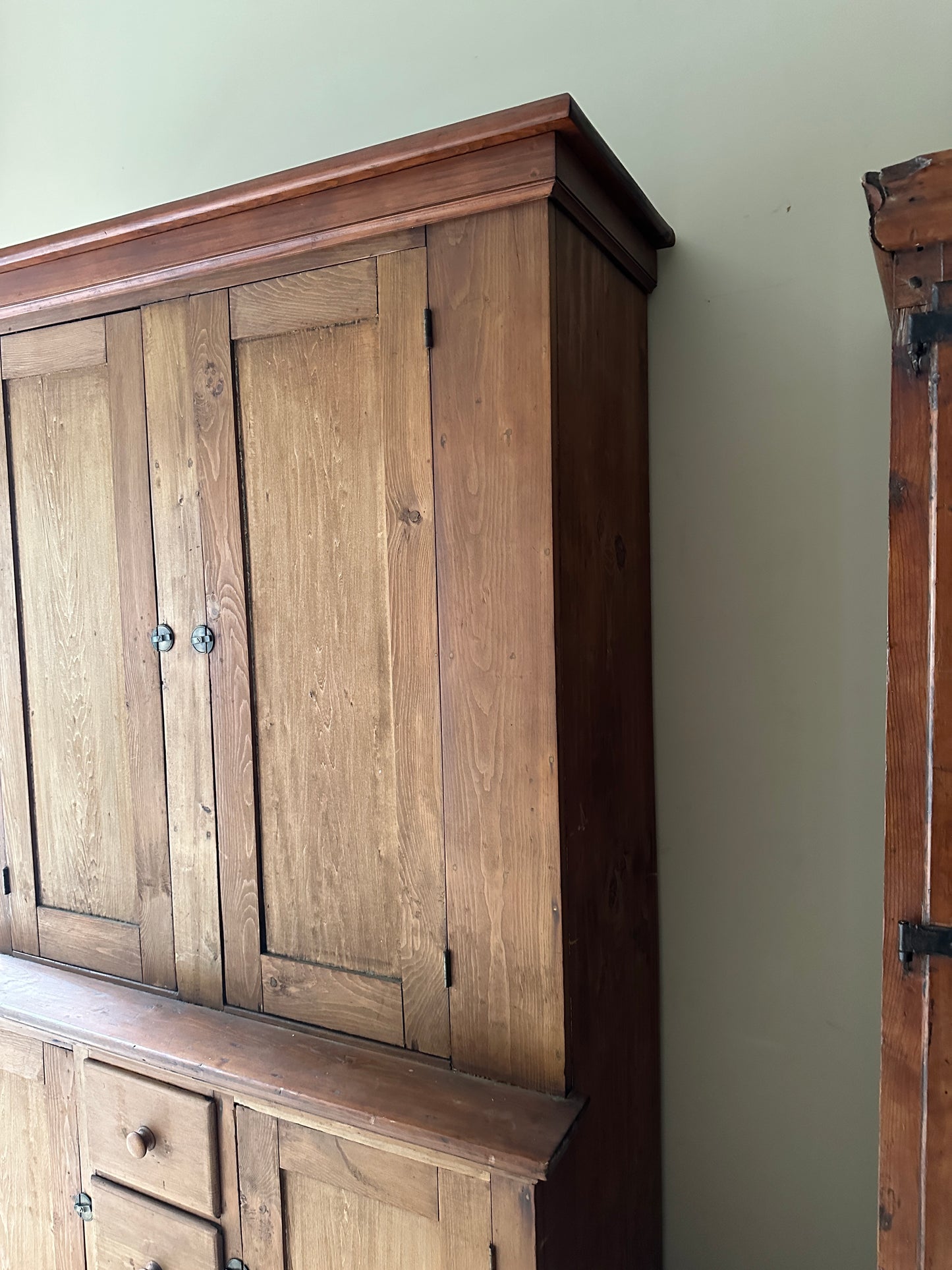 19th c. pine stepback cupboard