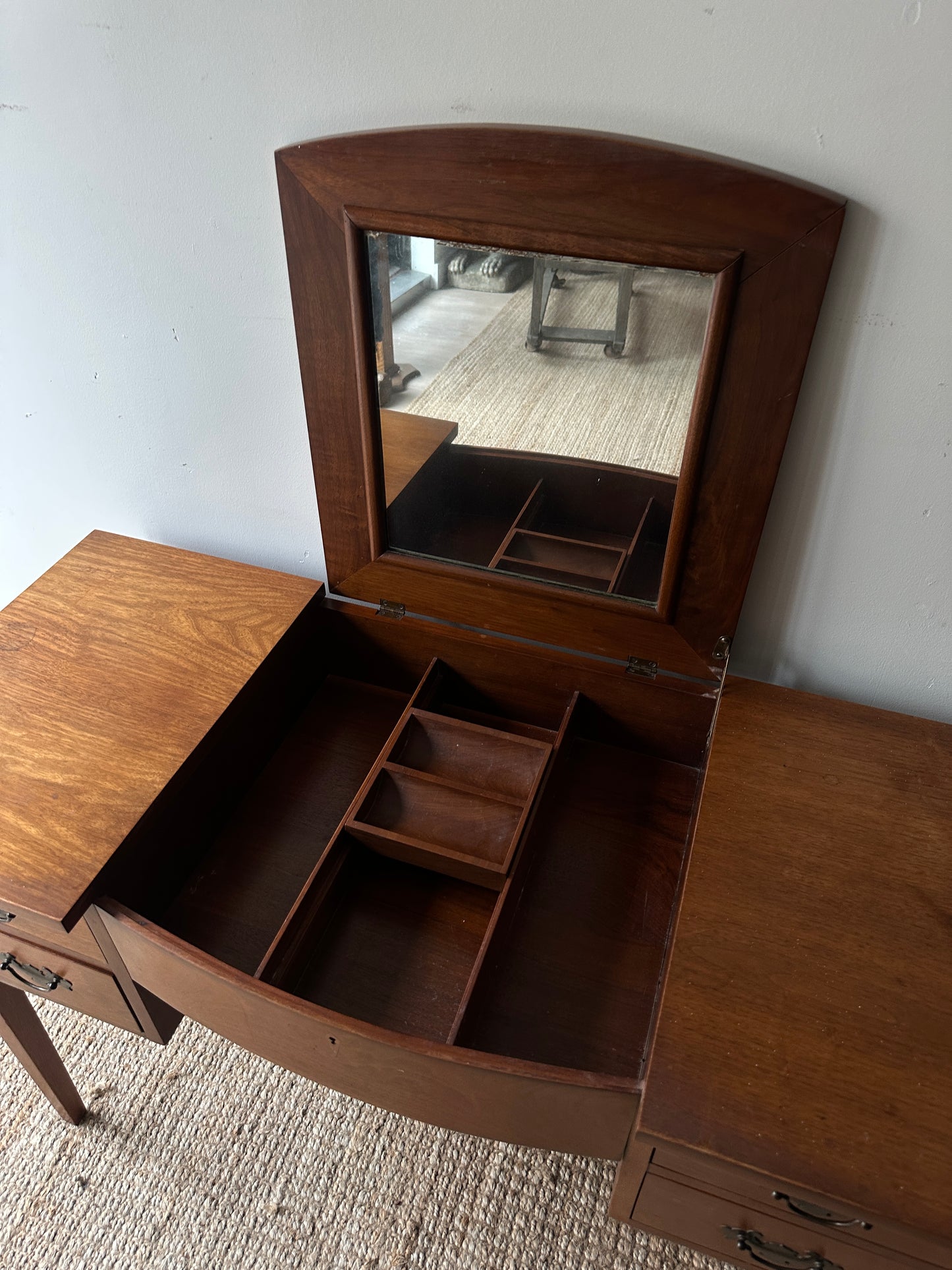 Walnut vanity with lift top