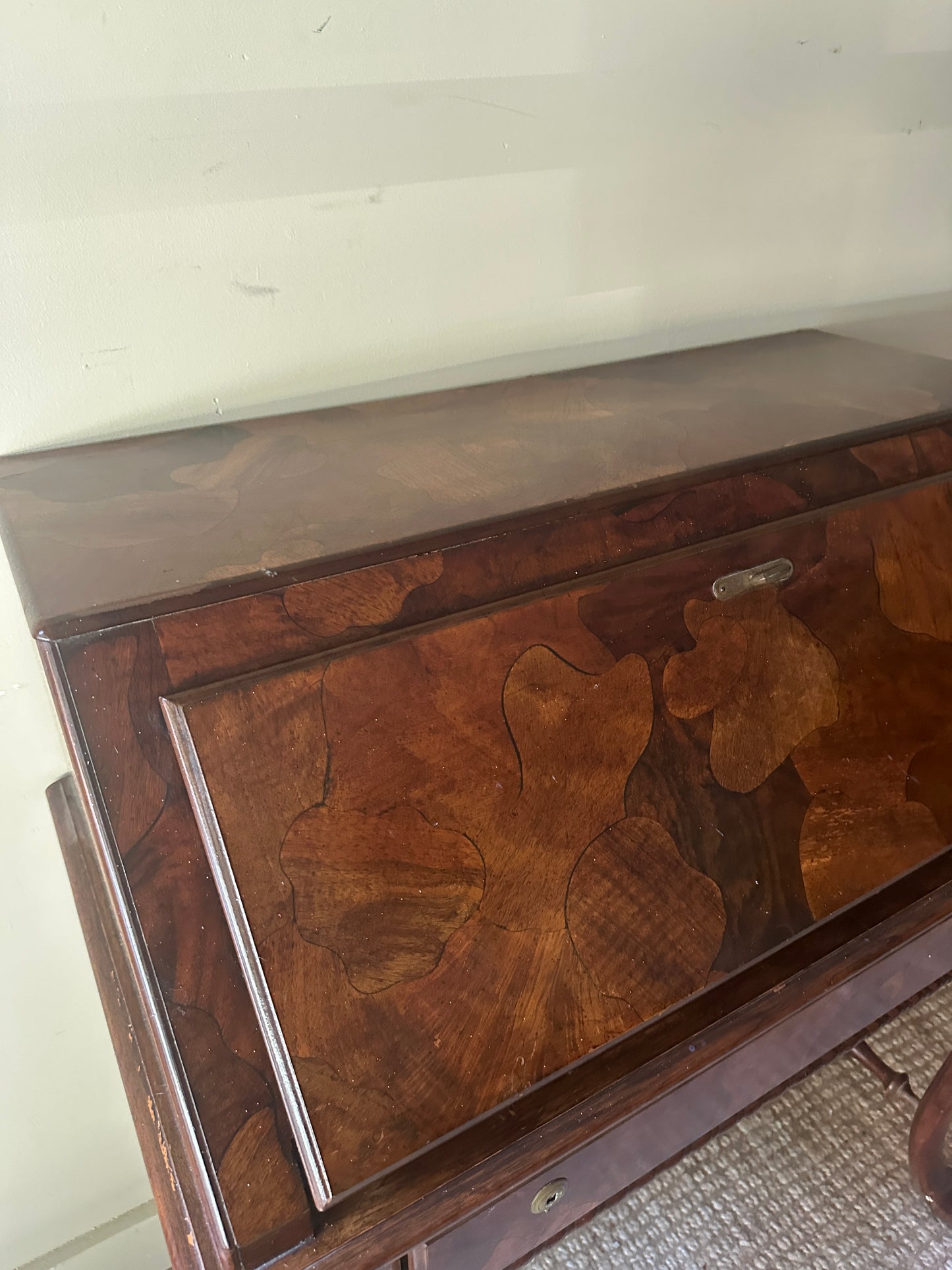 Walnut inlay secretary desk