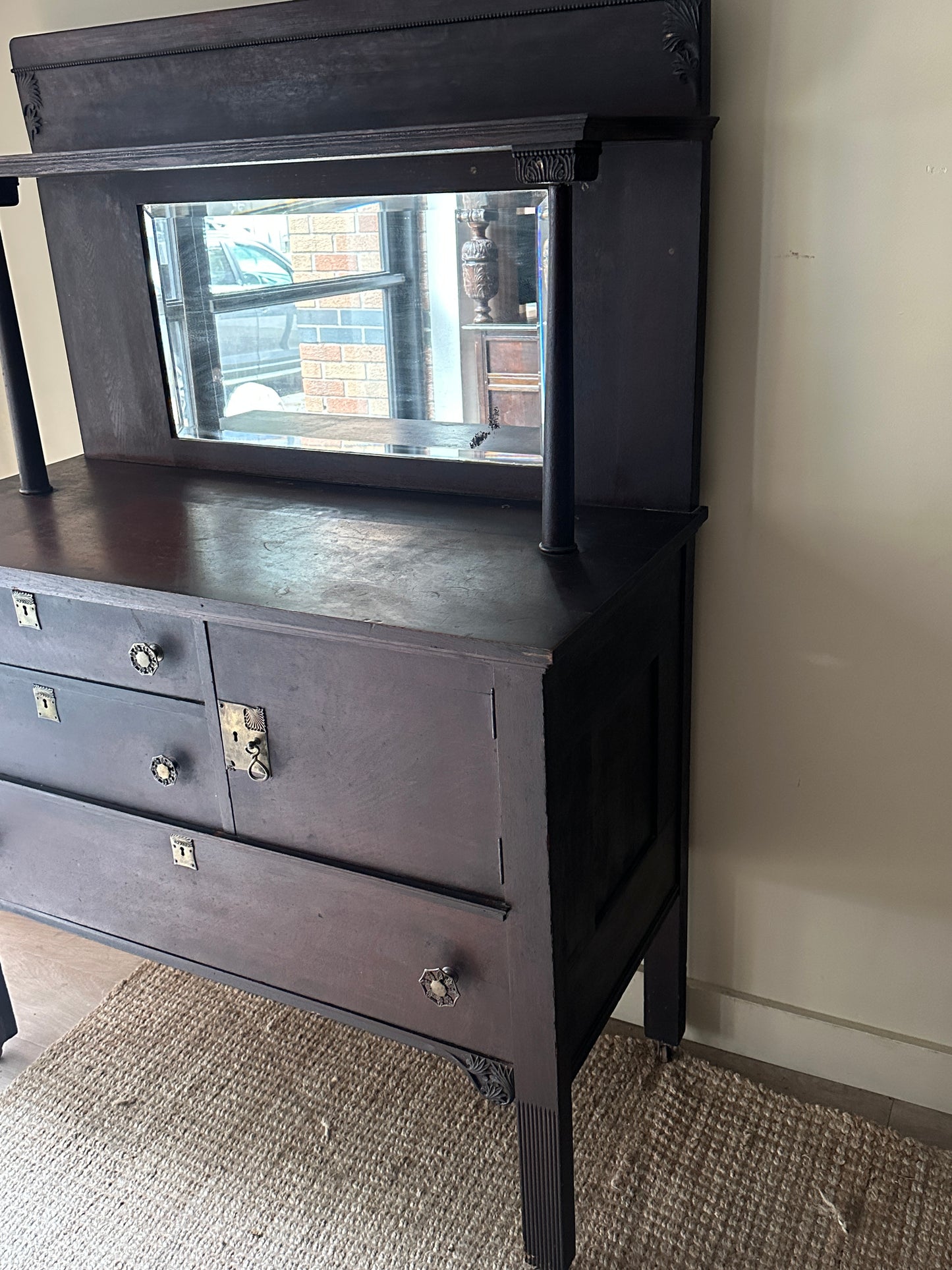 Craftsman Oak Server with Mirror