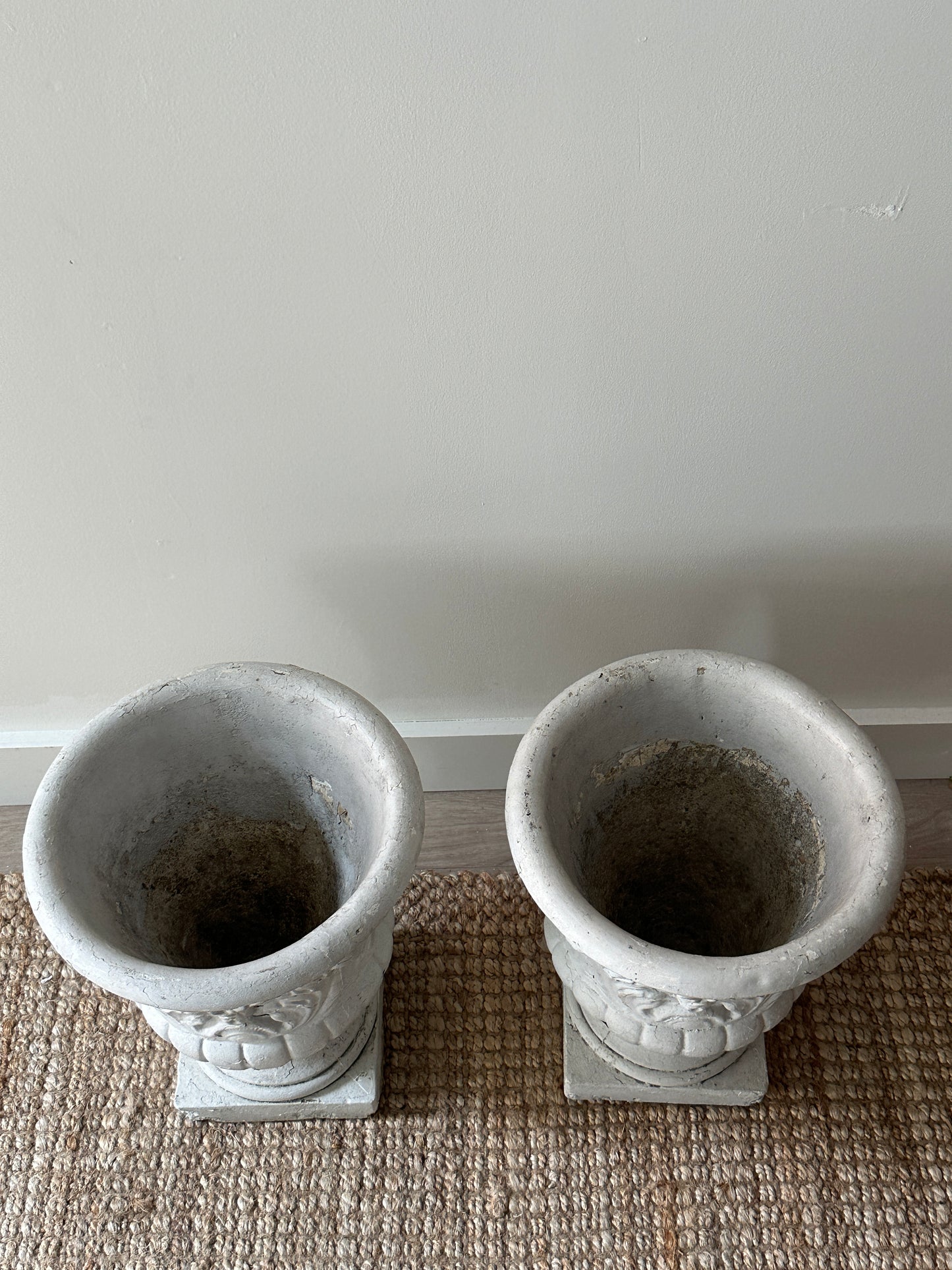 Concrete urns. Sold individually.