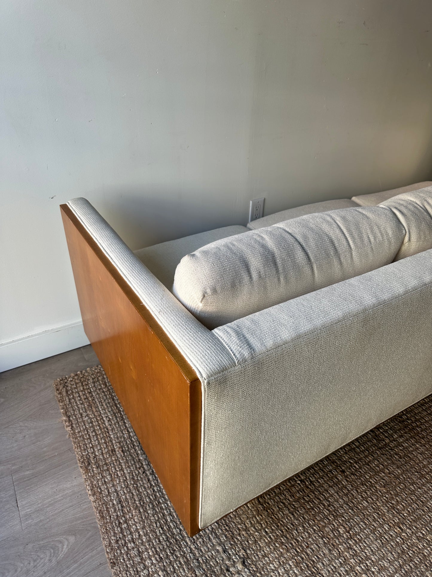 Maurice Villency sofa with wood panels