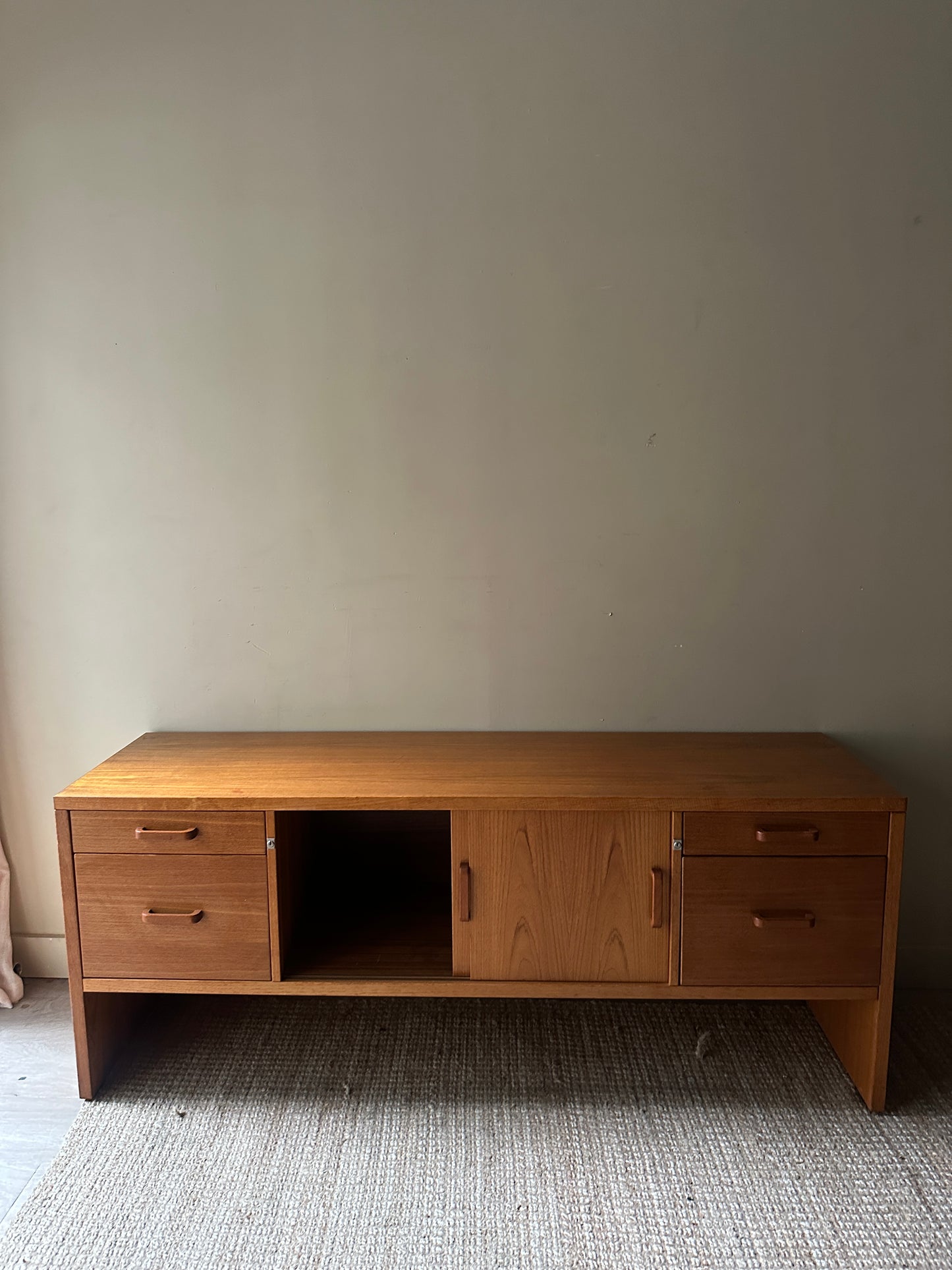 Teak credenza with filing cabinet