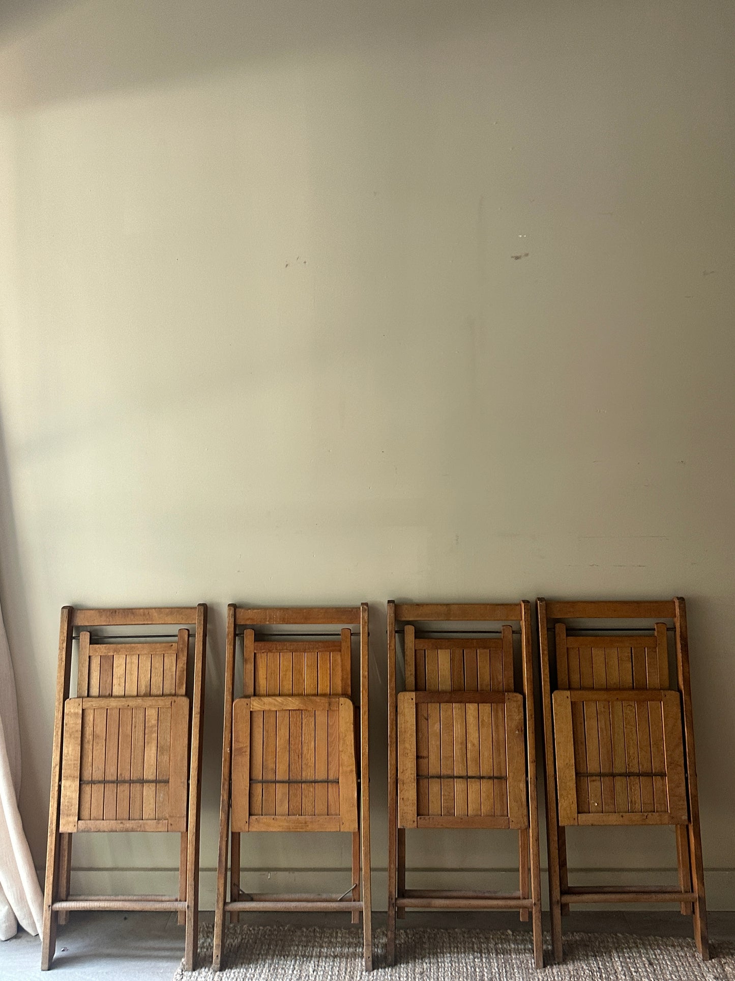 Pine folding chairs. Sold in pairs.
