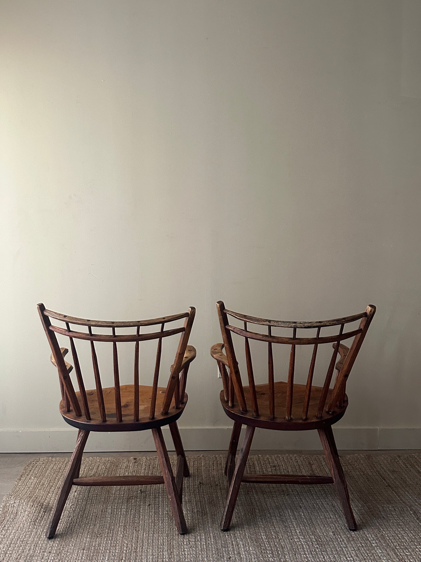 Pine armchairs. Sold individually.