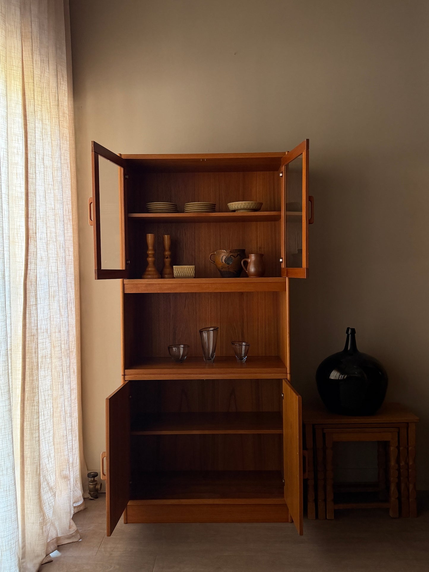 Danish teak two piece cabinet