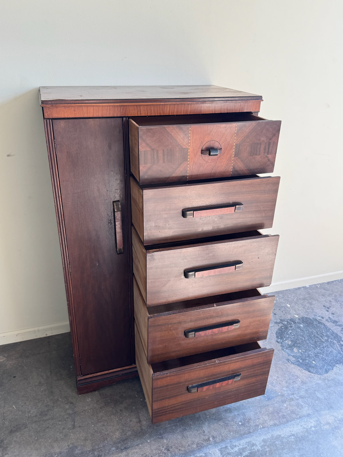 Deco walnut side-by-side dresser