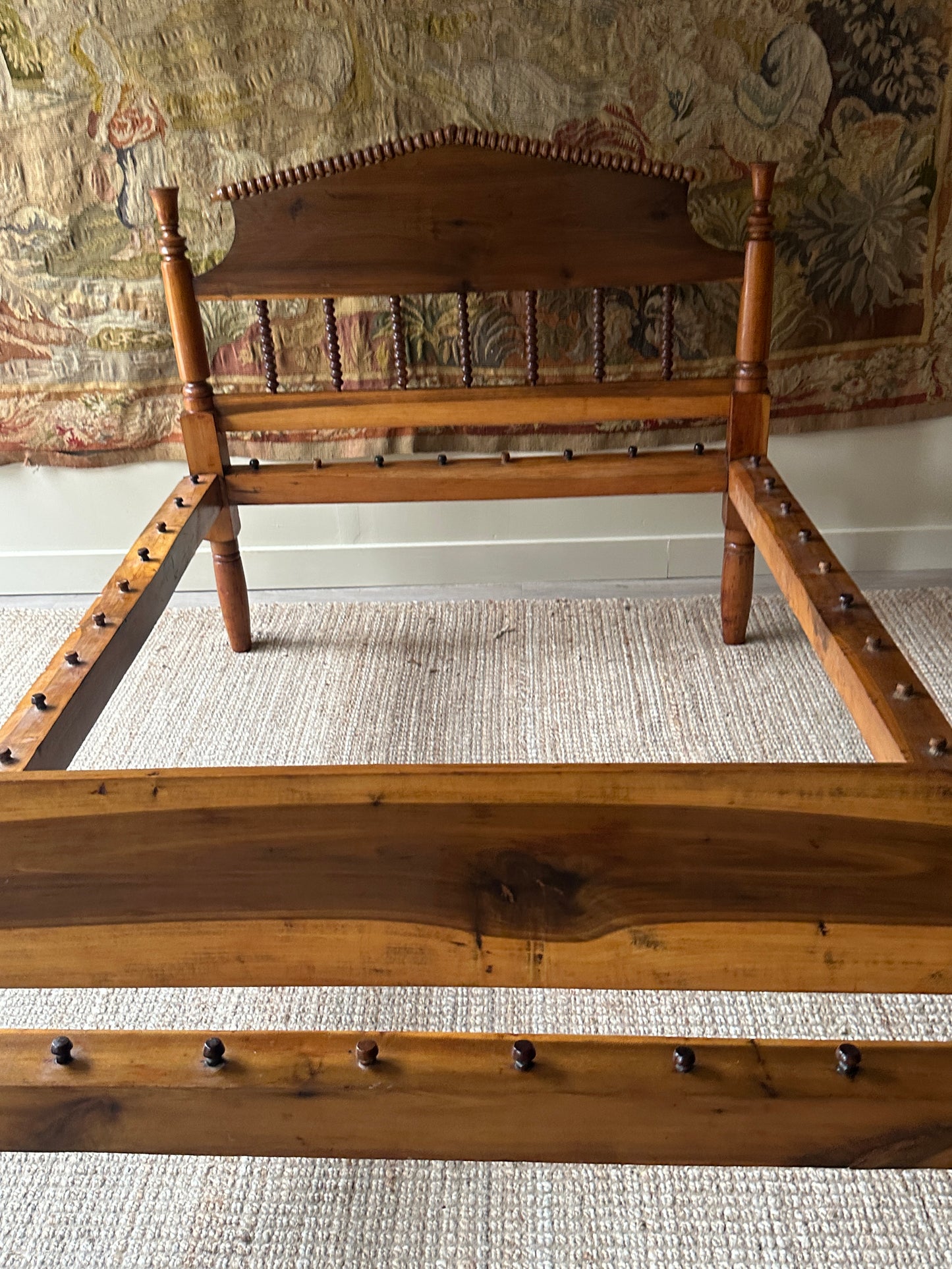 Cottage pine spool bed, full.