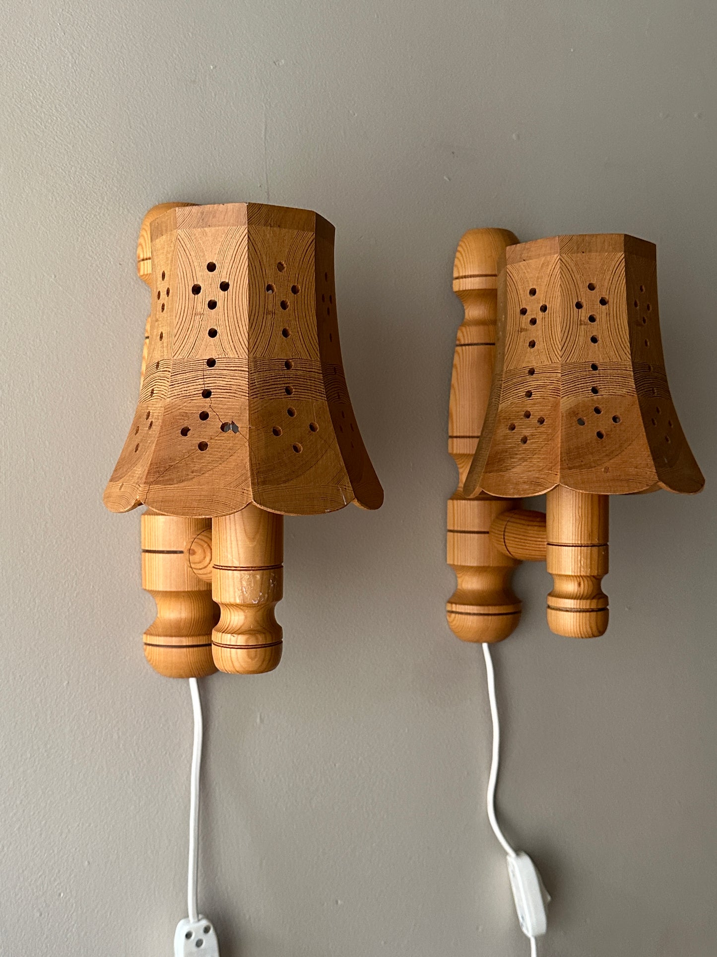 Pair of Swedish pine sconces