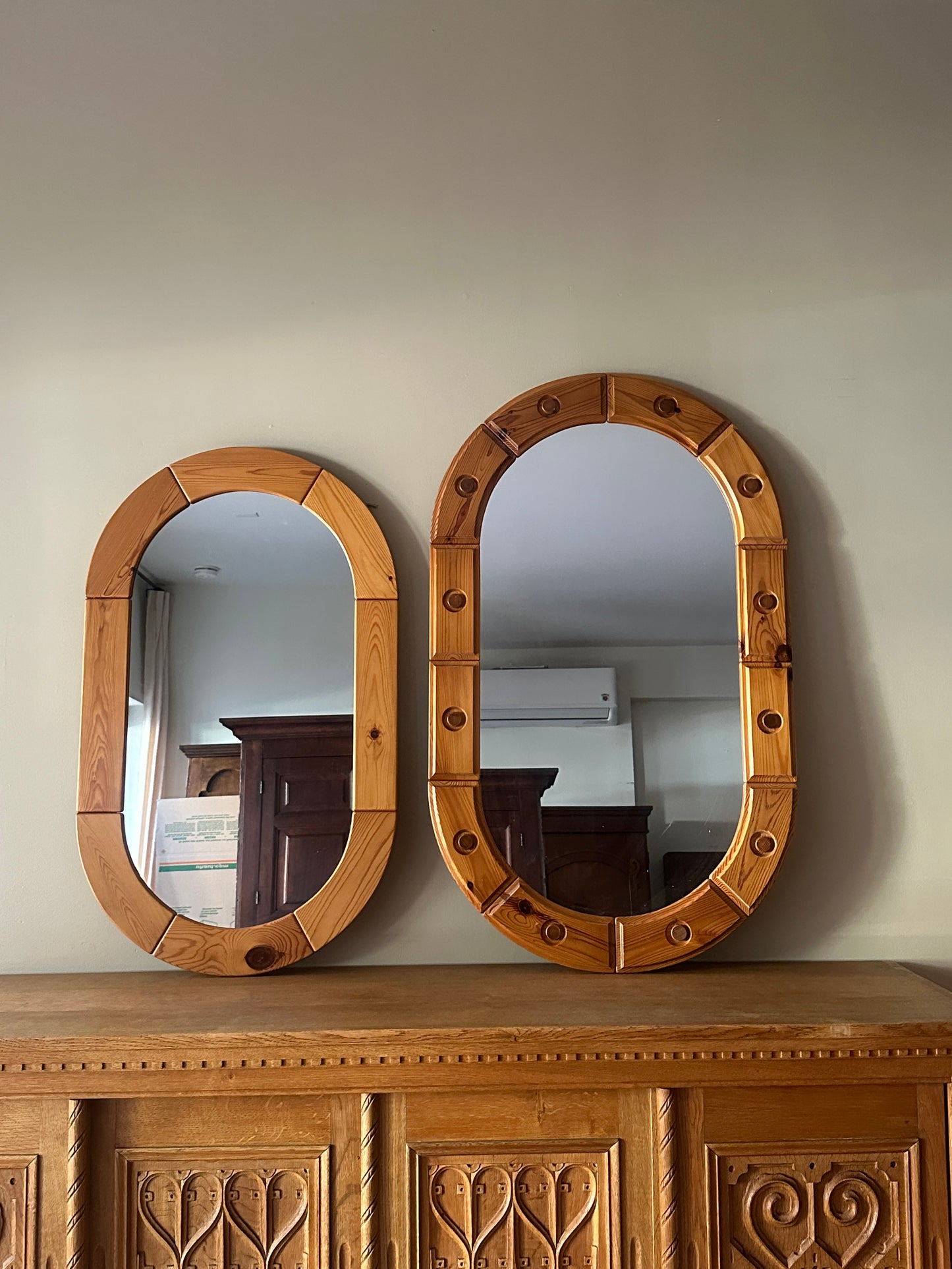 Swedish pine wall mirror