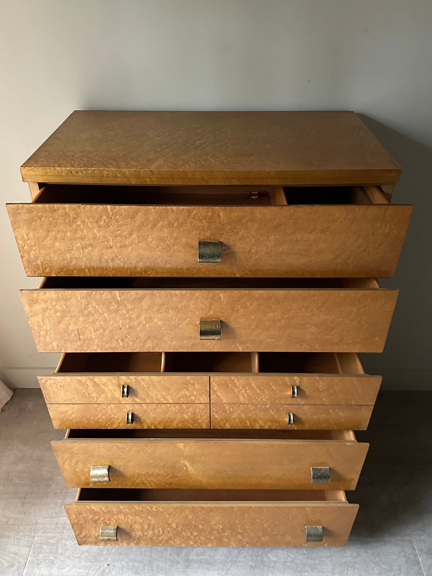 Birdseye maple tallboy dresser