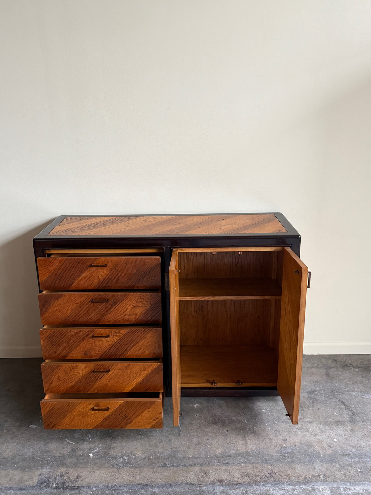 Hollywood Regency mixed wood bar