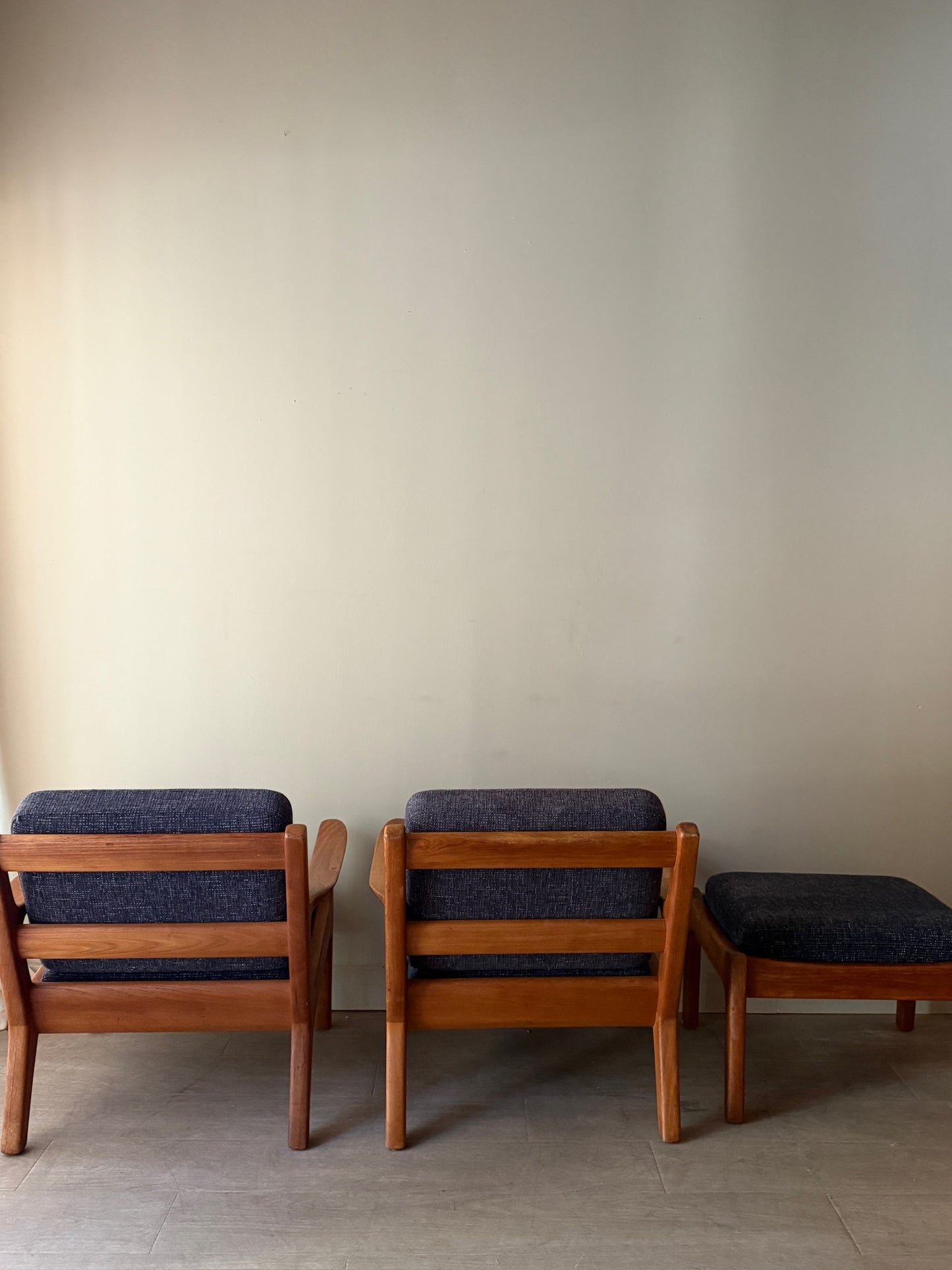 Danish teak armchair with ottoman (right)