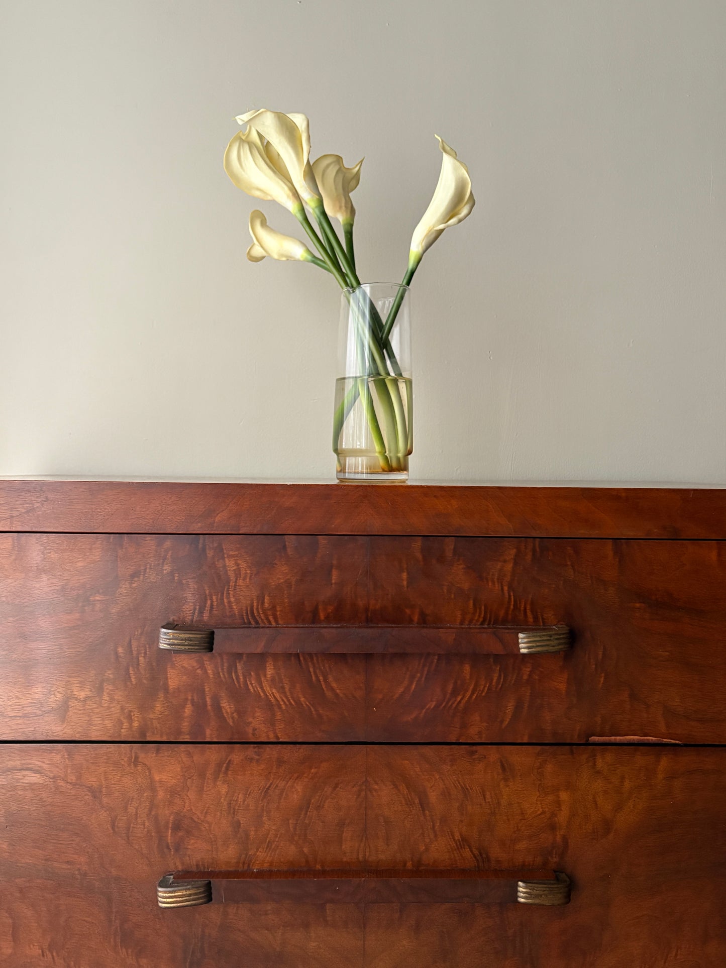 Deco walnut 3 drawer dresser