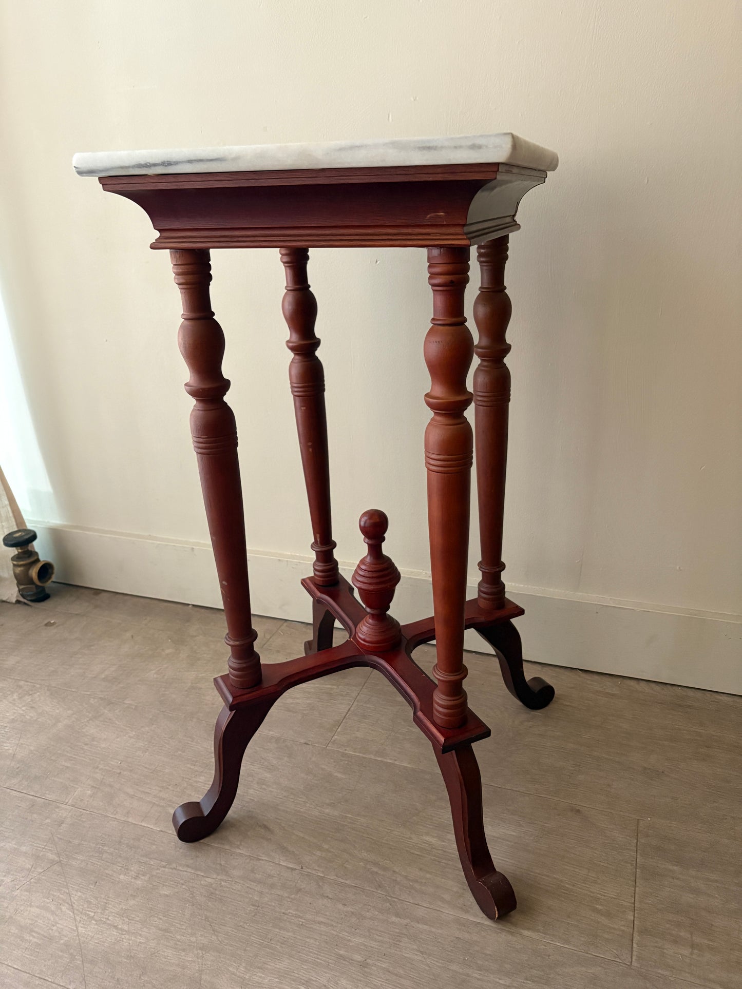Marble top mahogany side table