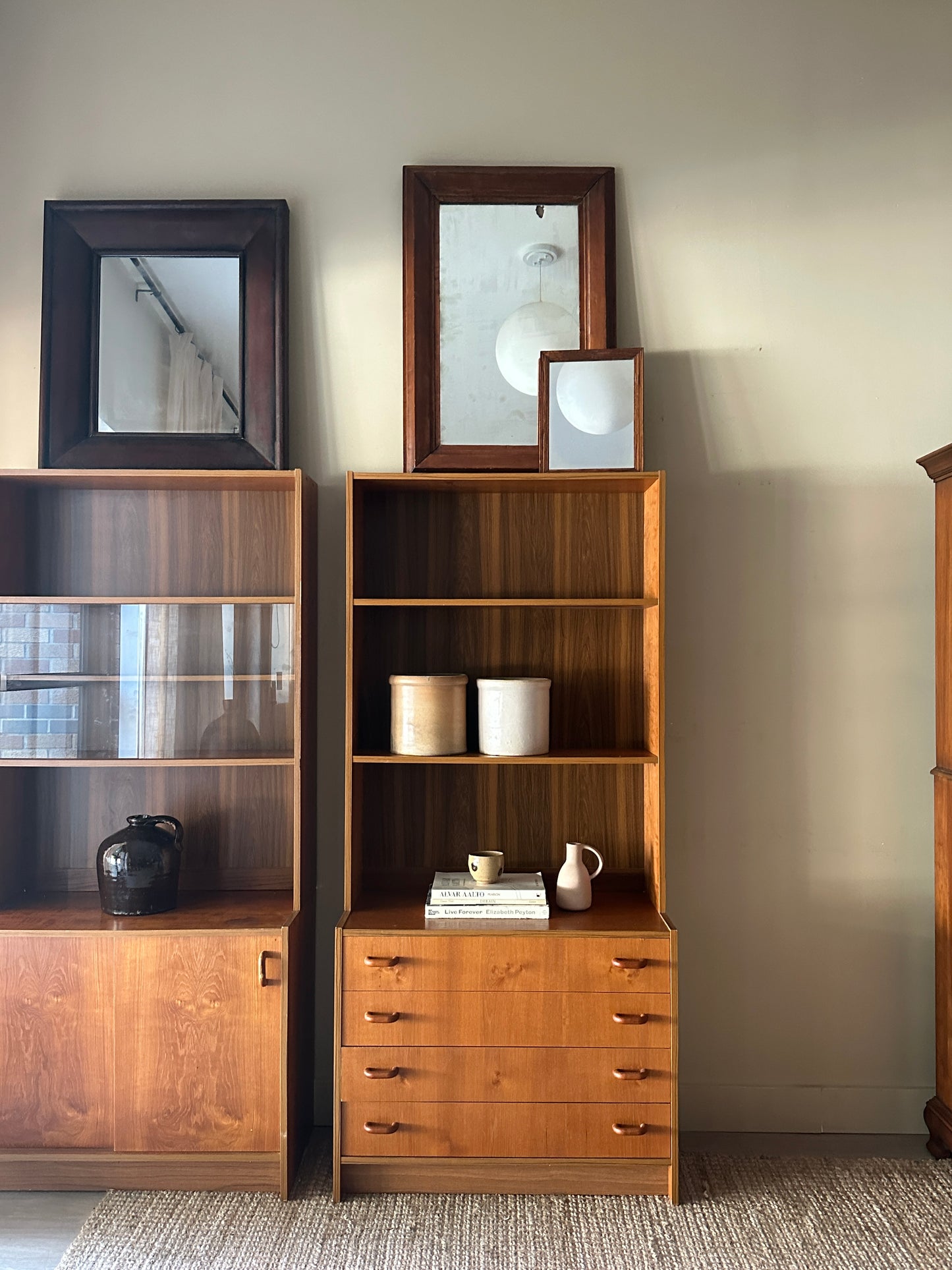 Teak two piece hutch (left)