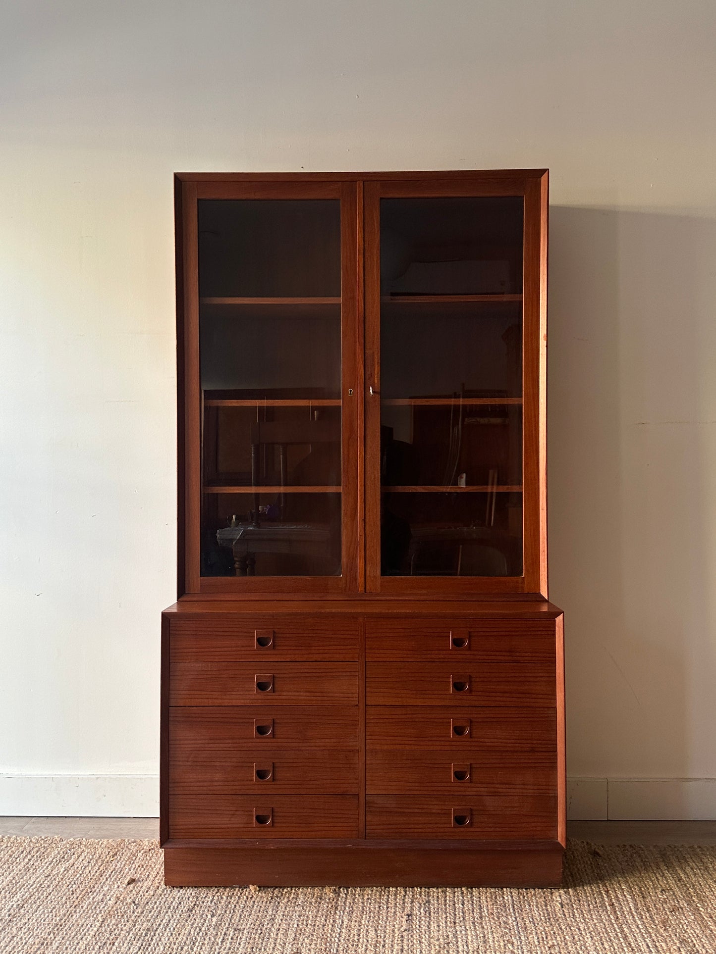 Two piece walnut hutch