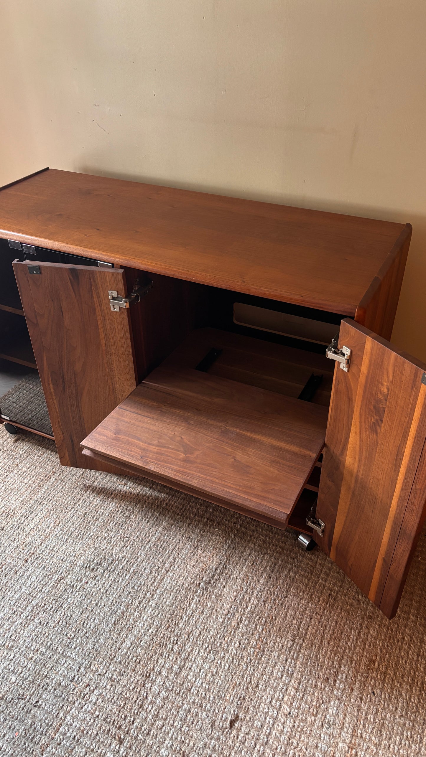 Walnut record cabinet