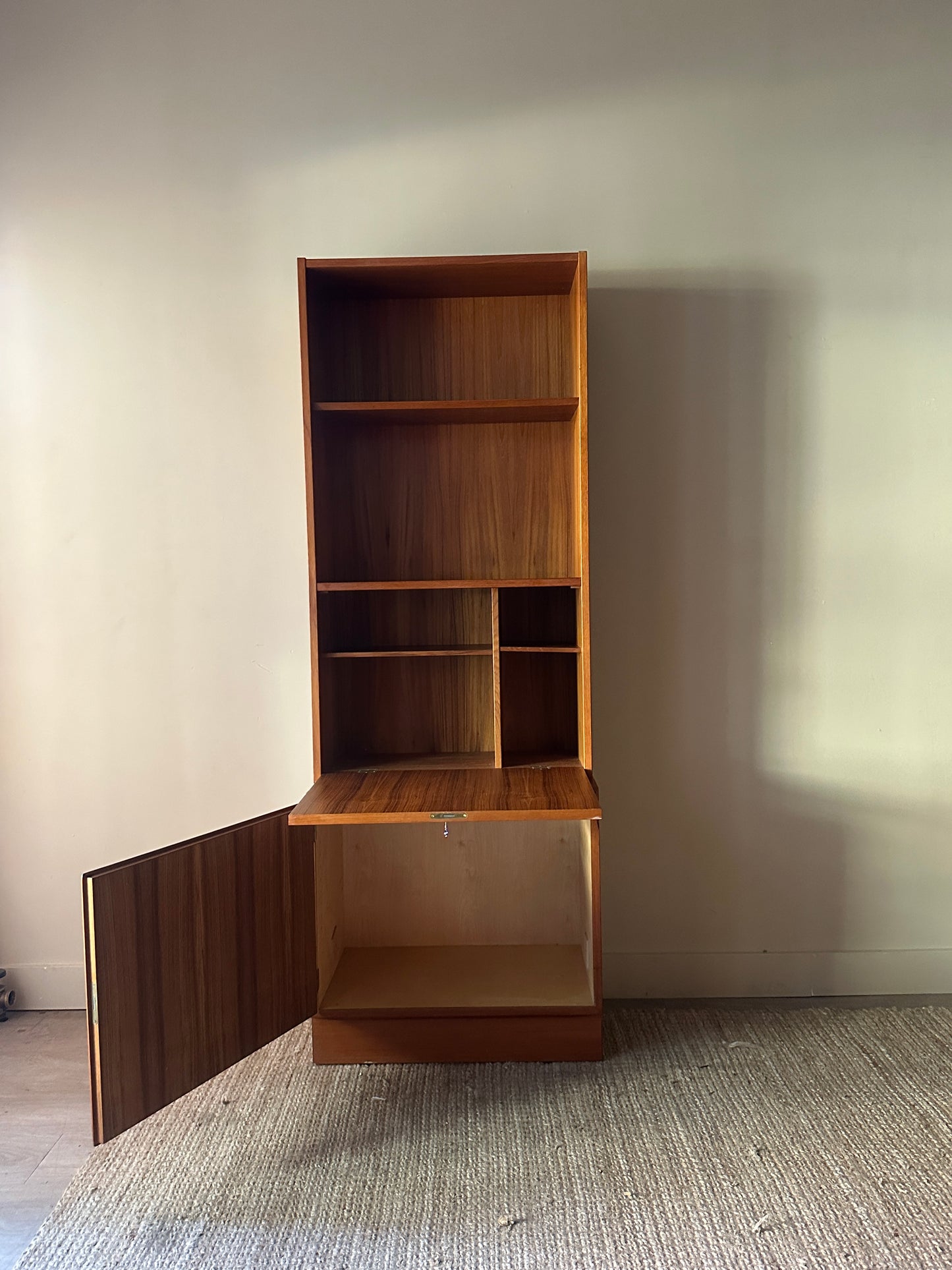 Danish teak two piece hutch/bar