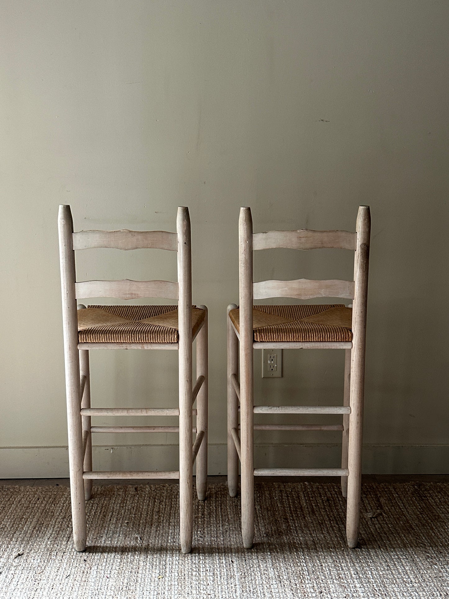 Rush bar stools. Sold as a pair.