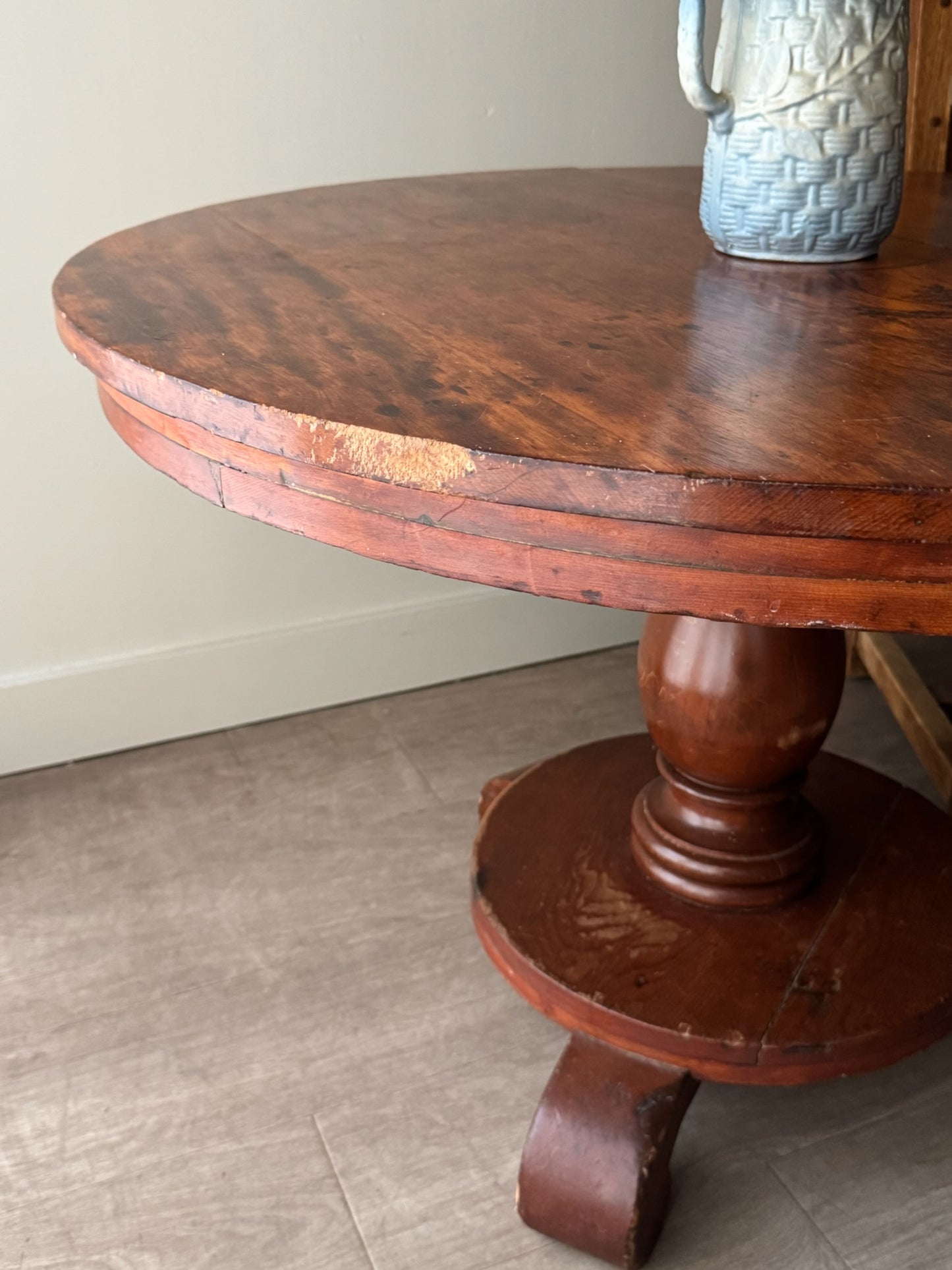 Round pine dining table