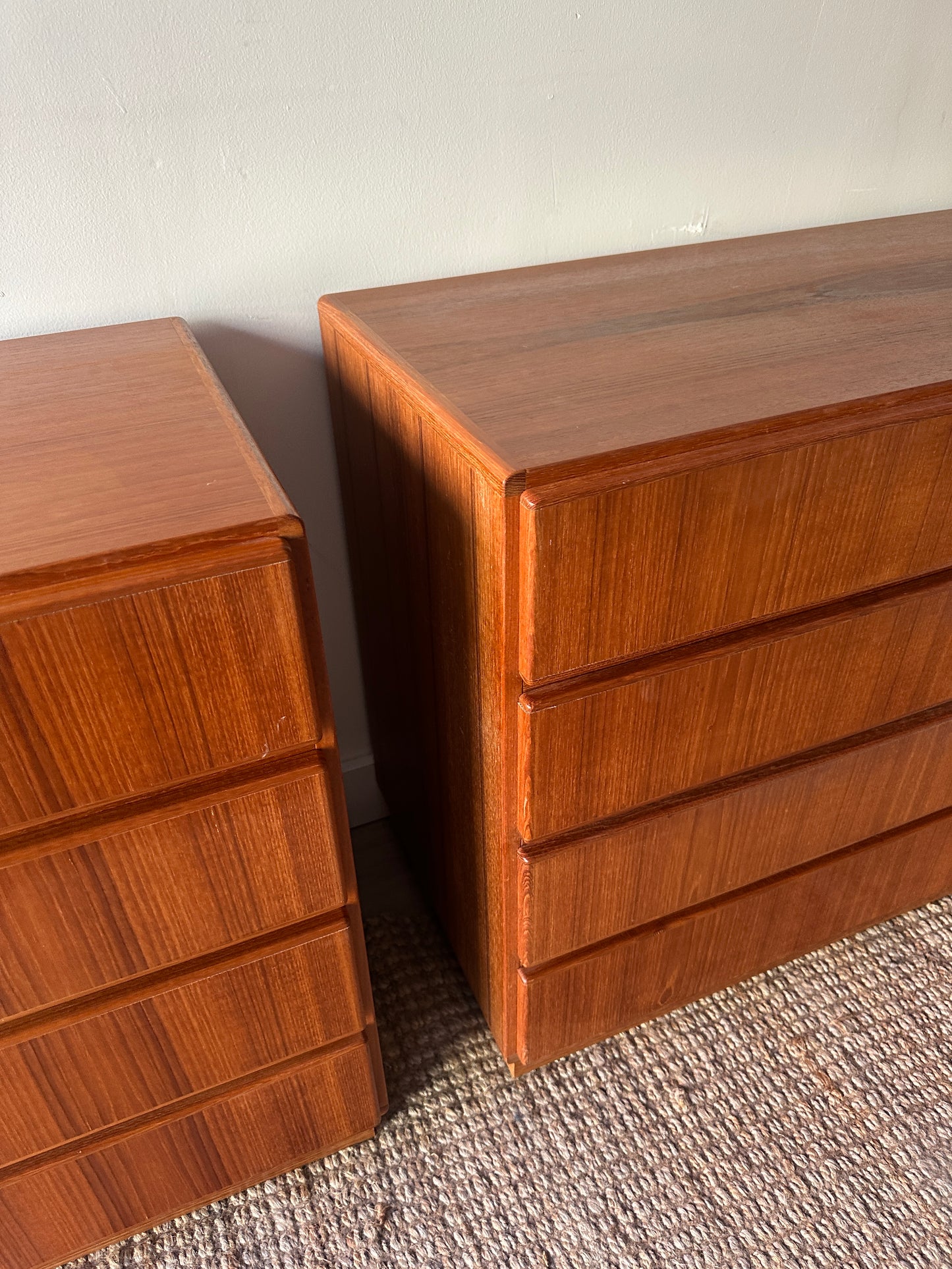 Danish teak dressers. Sold individually.