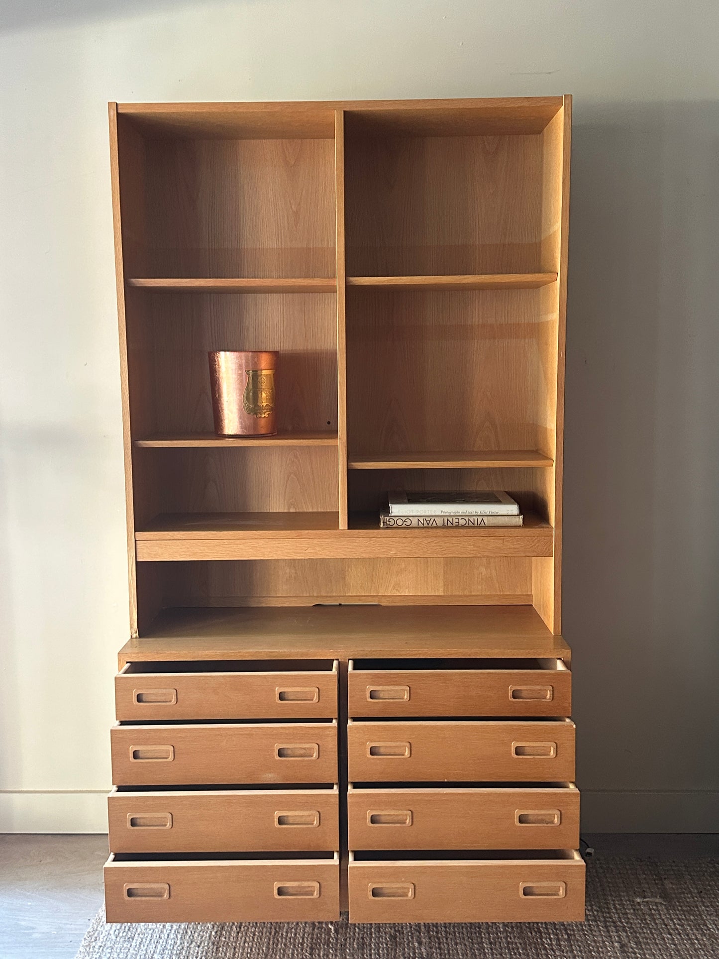 Danish blonde two piece hutch
