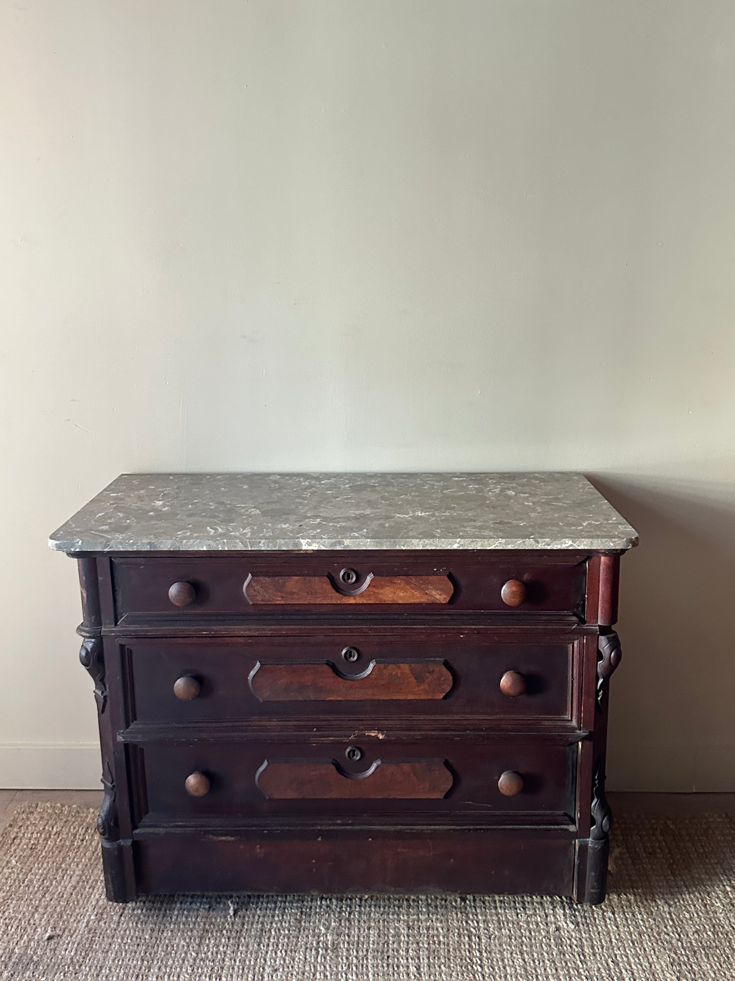 Marble top mahogany dresser