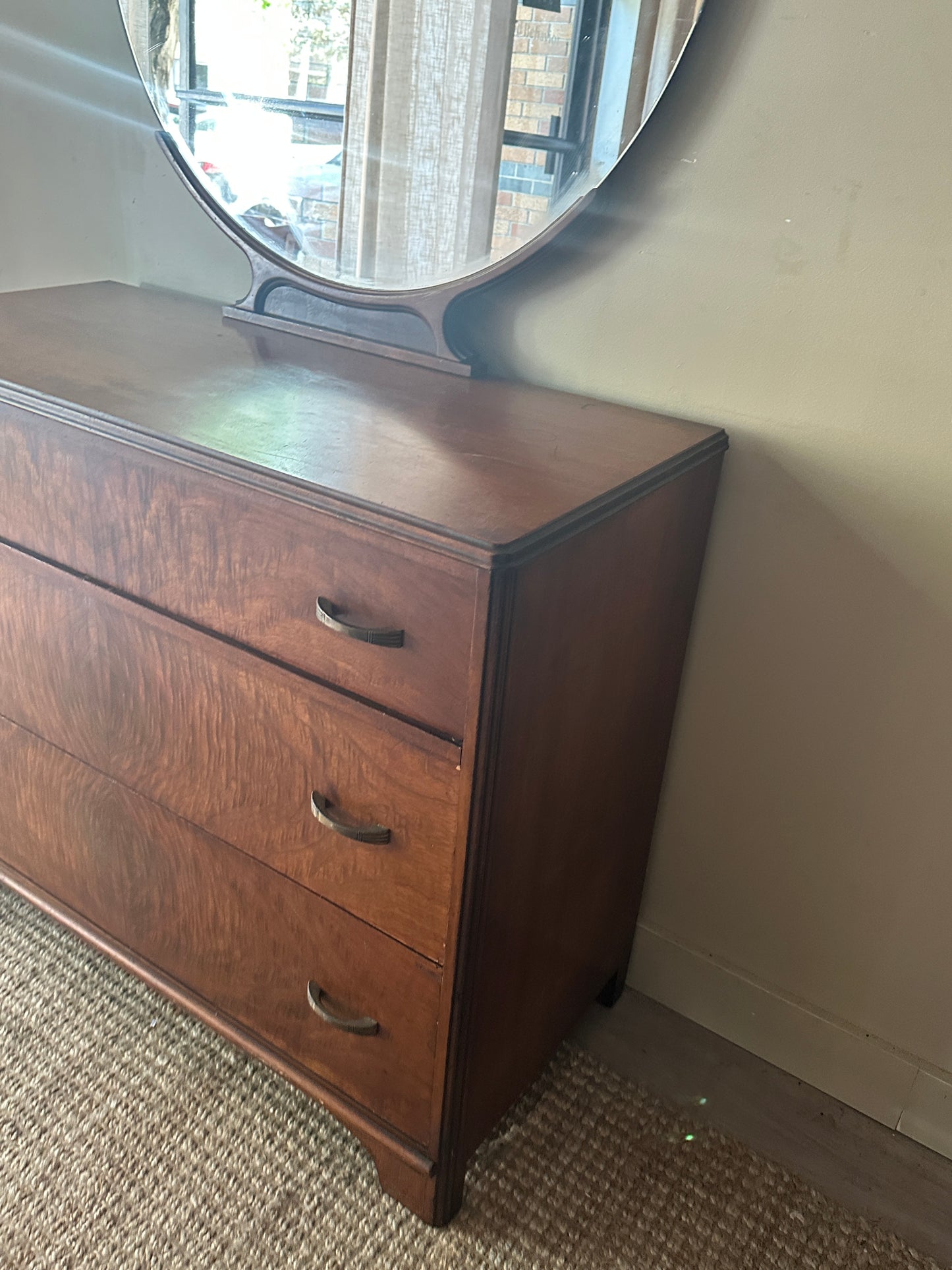 Walnut dresser with mirror