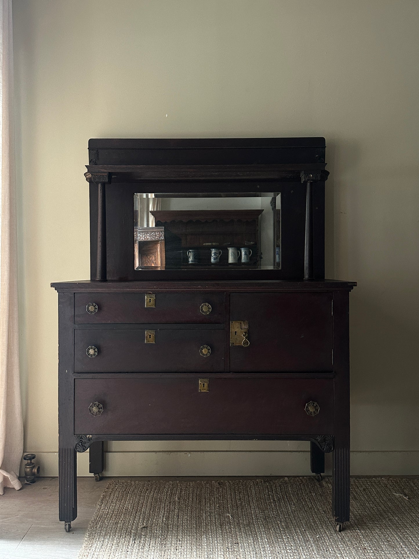 Craftsman Oak Server with Mirror