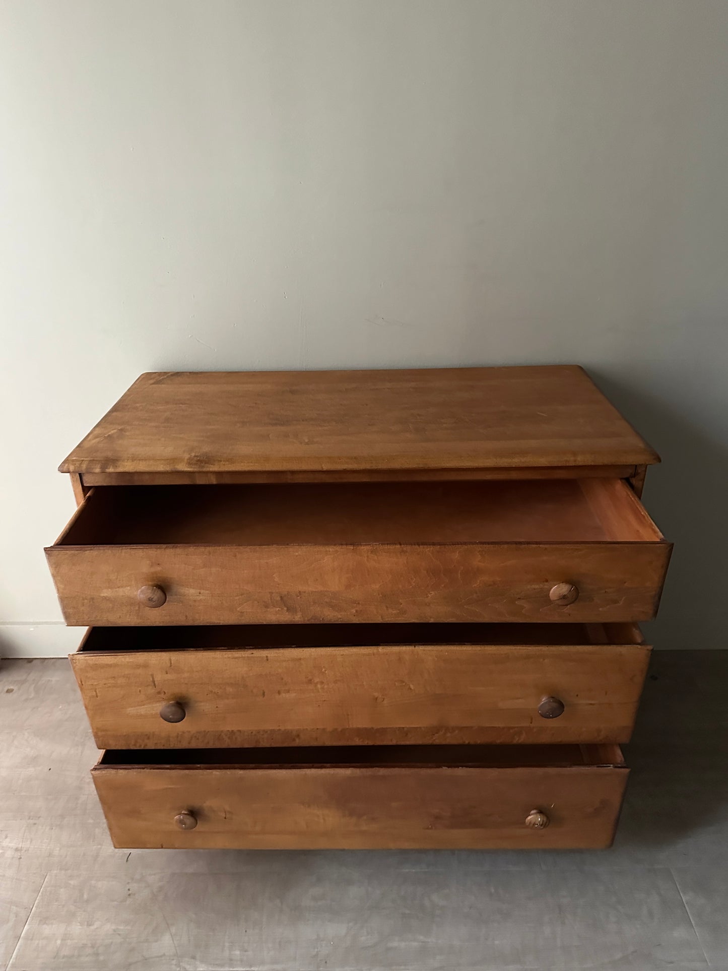 Maple three drawer dresser