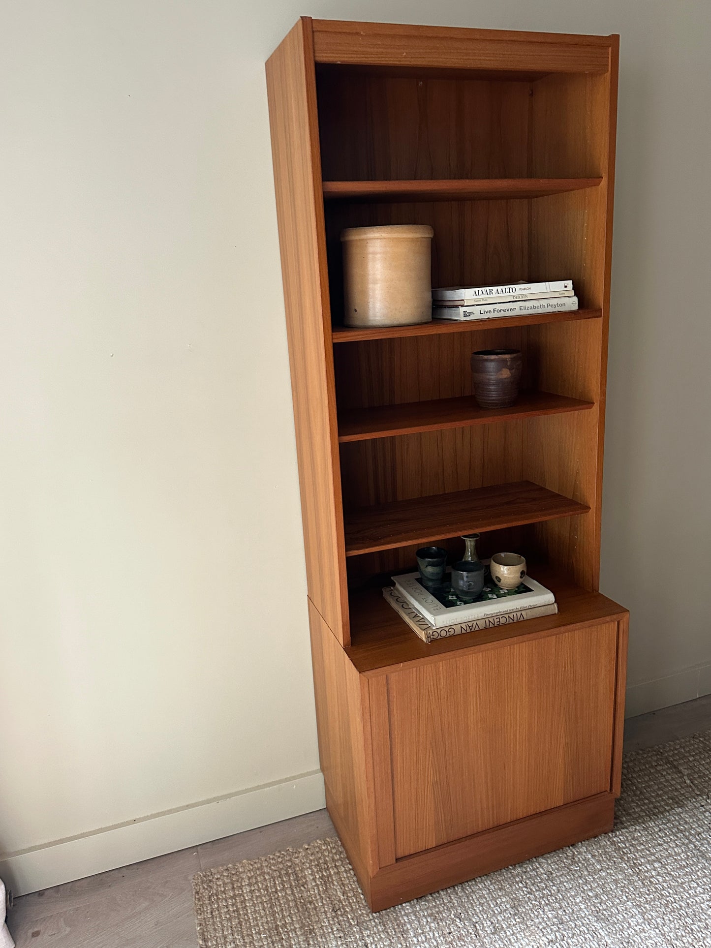 Teak two piece hutch