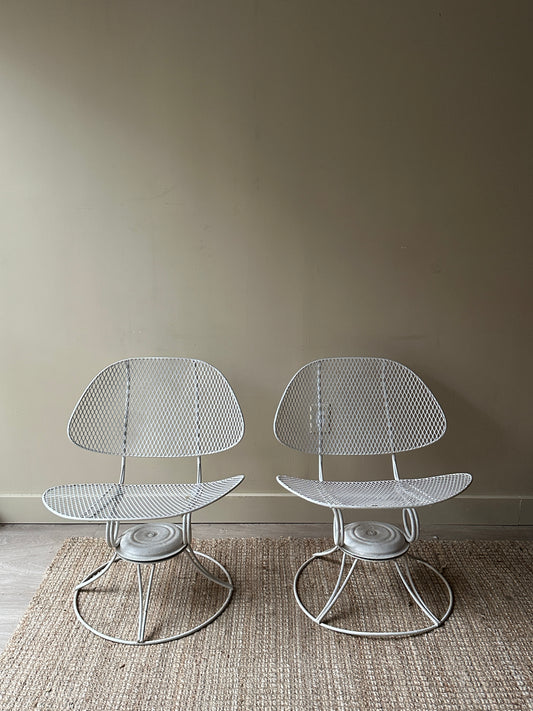 Homecrest metal clam shell swivel chairs. Sold as a set.