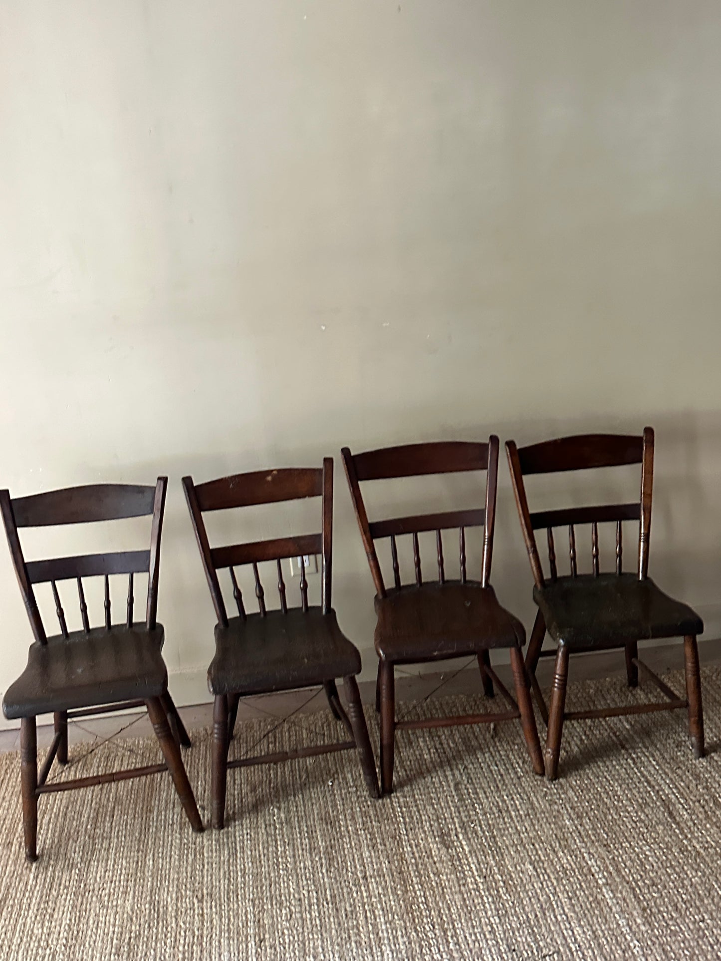 Pine dining chairs. Sold in pairs.