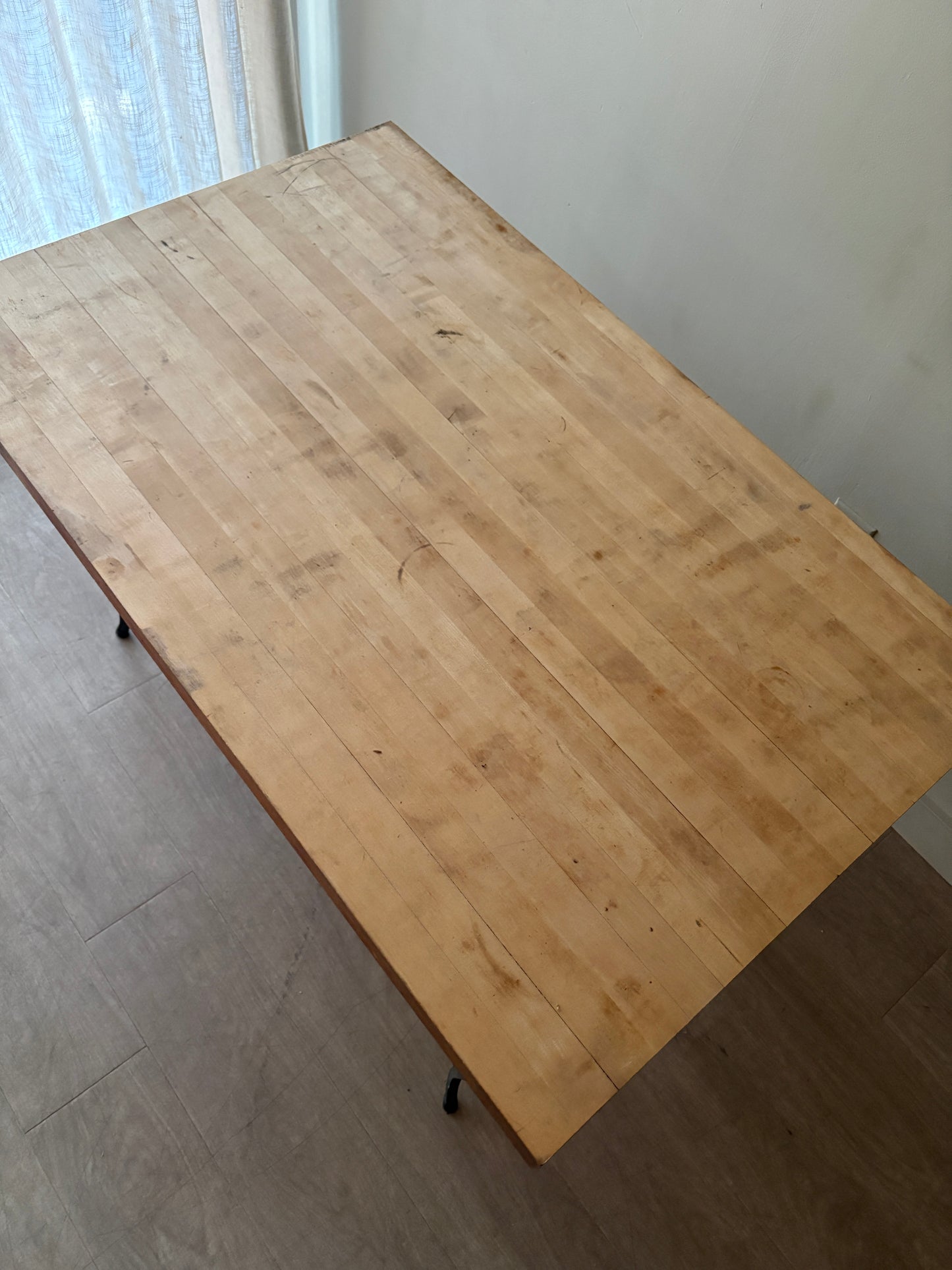Butcher block & wrought iron table