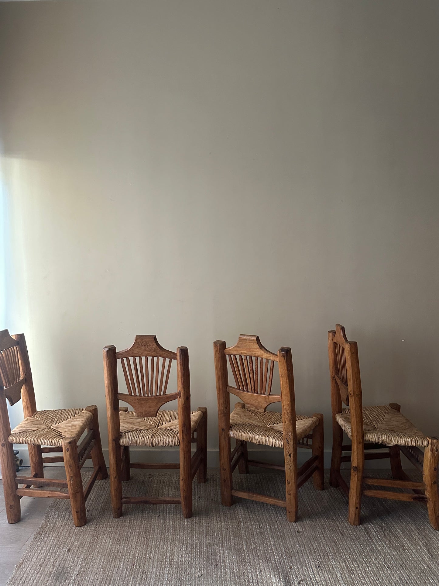 Pine rush dining chairs. (Set of 2)