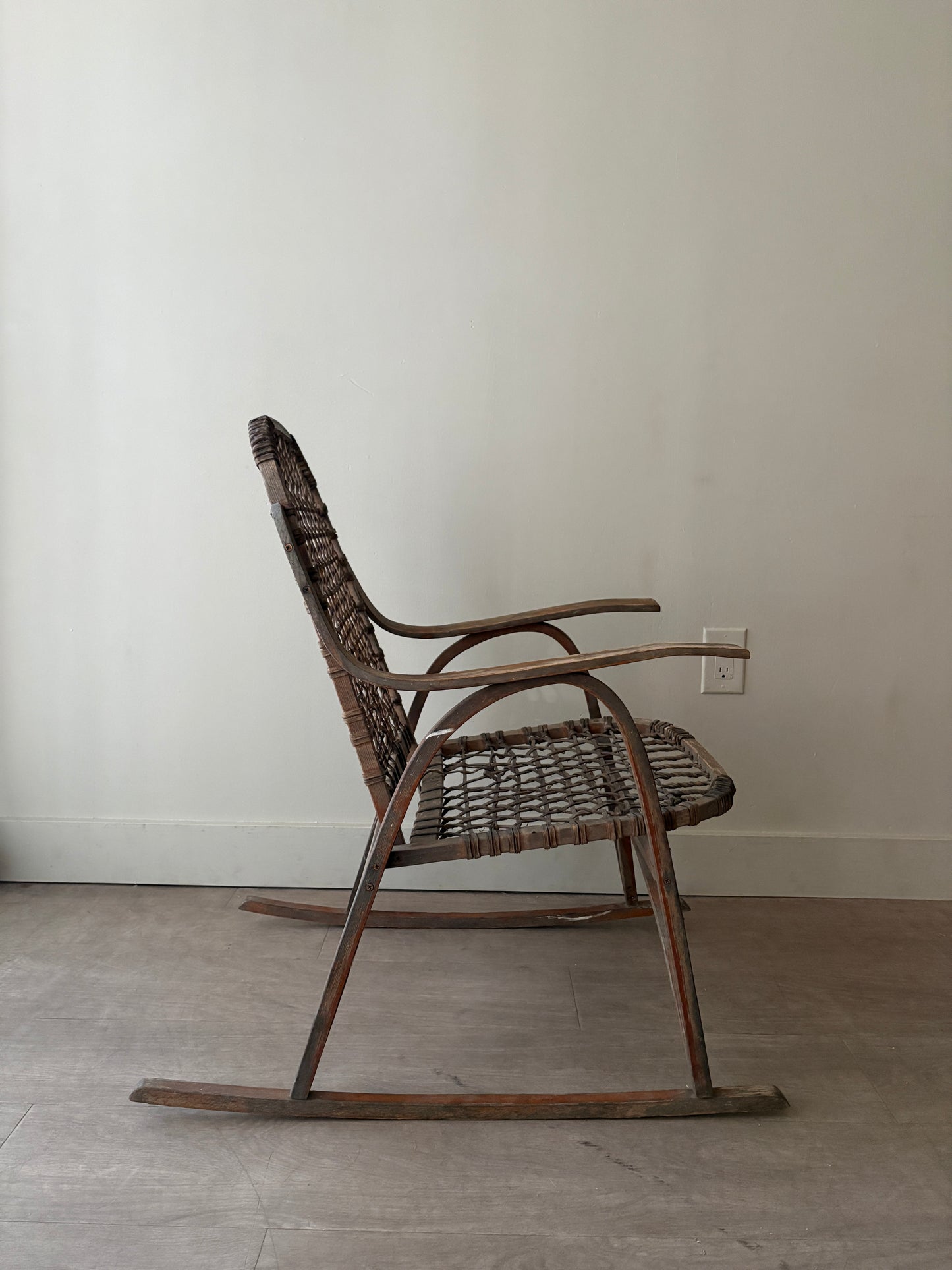 Bentwood rawhide ice fishing rocking chair
