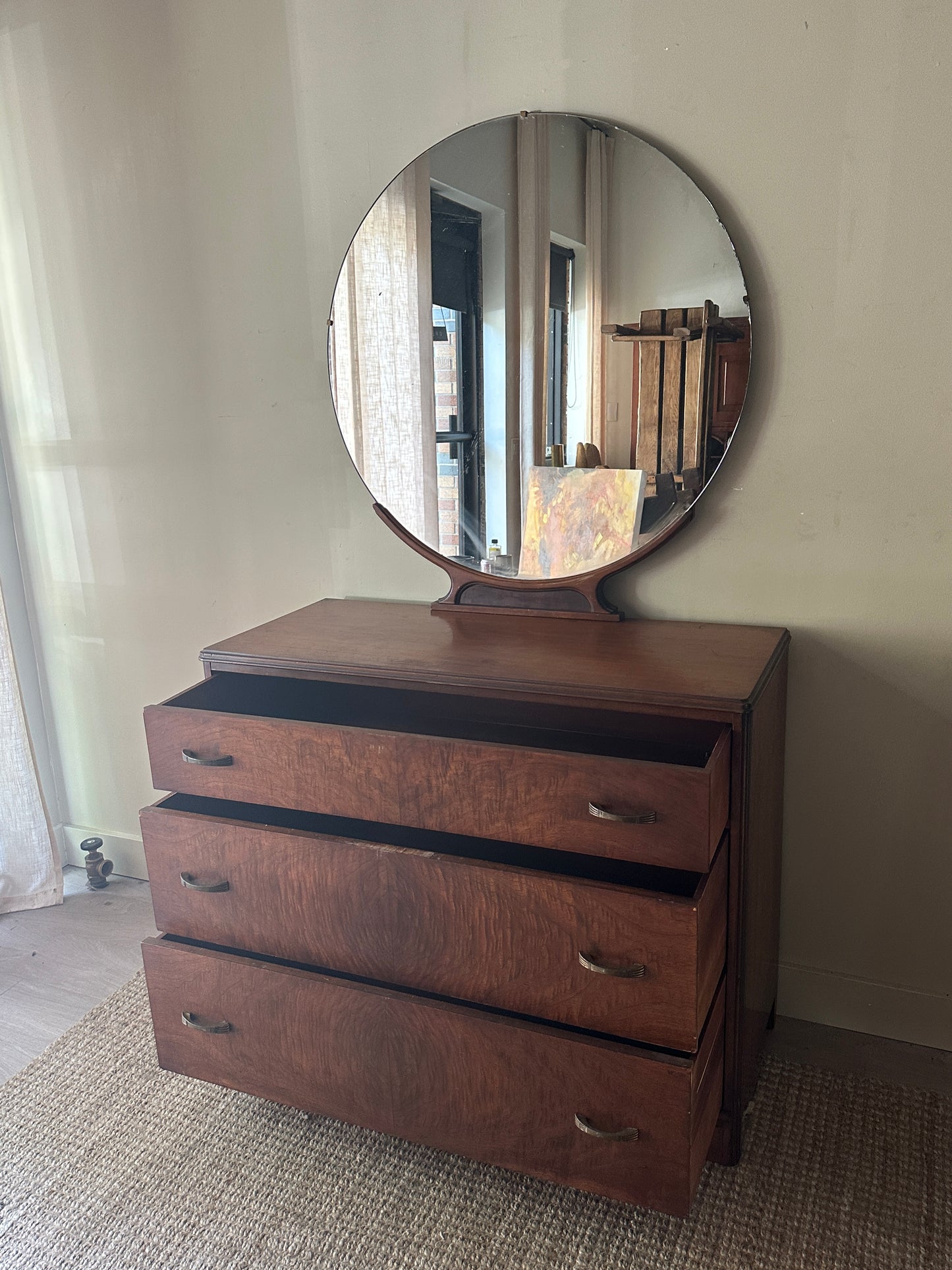 Walnut dresser with mirror