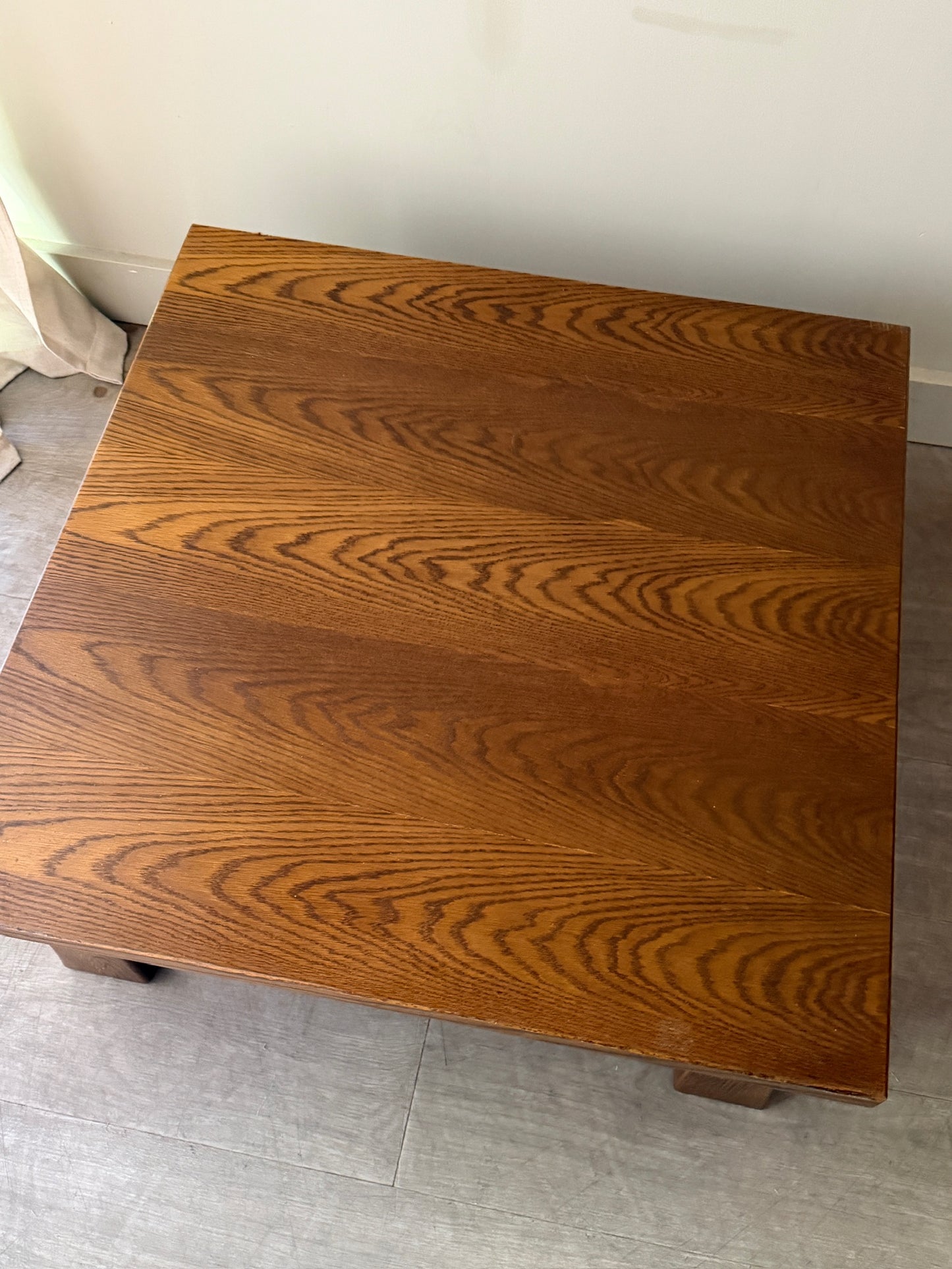 Carl Straub brutalist oak coffee table