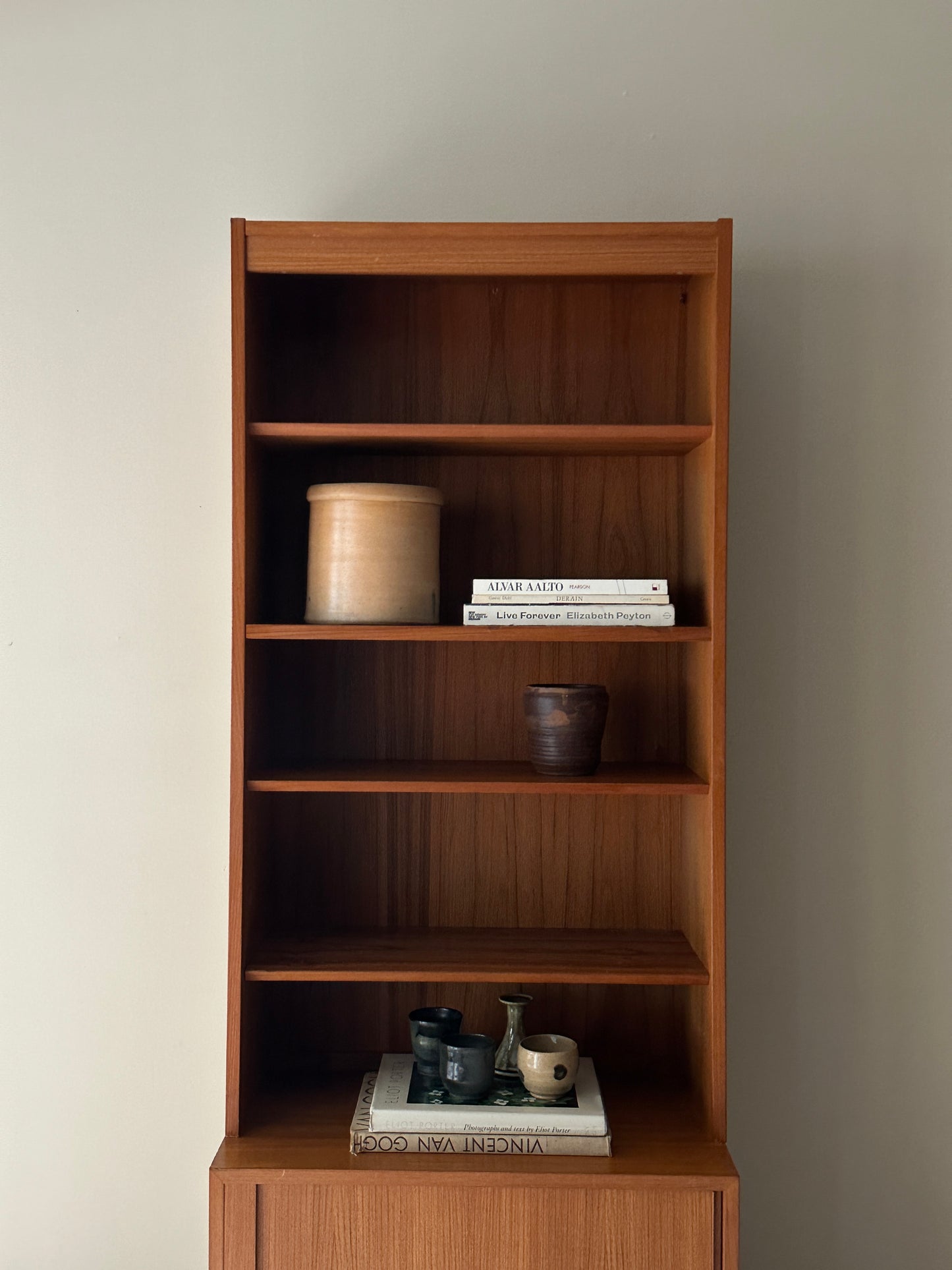Teak two piece hutch