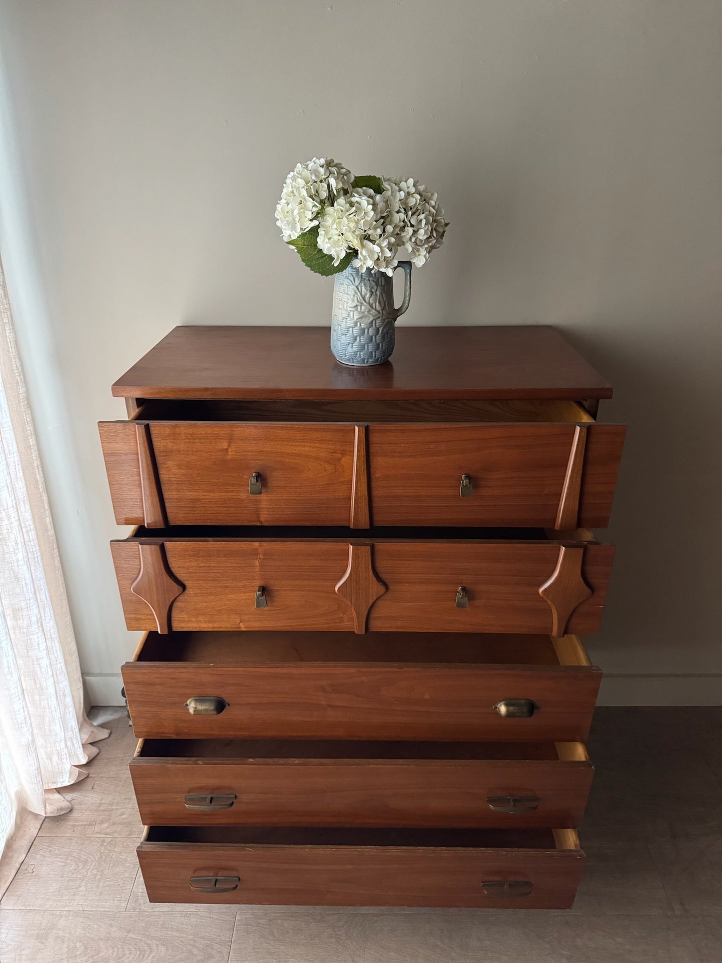 Walnut tallboy dresser