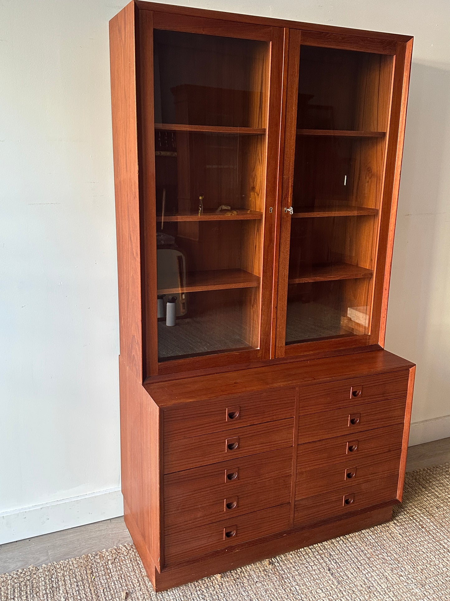 Two piece walnut hutch