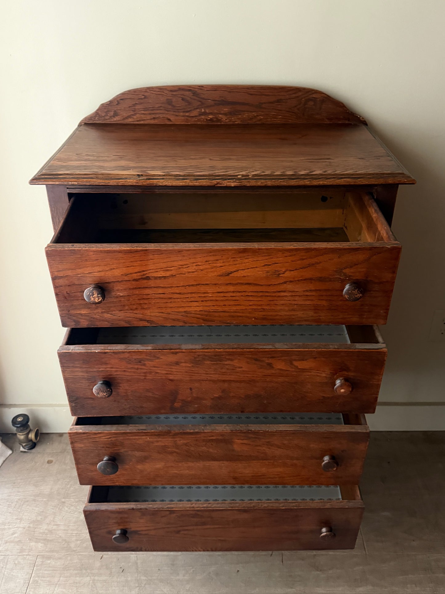 Golden oak tallboy dresser