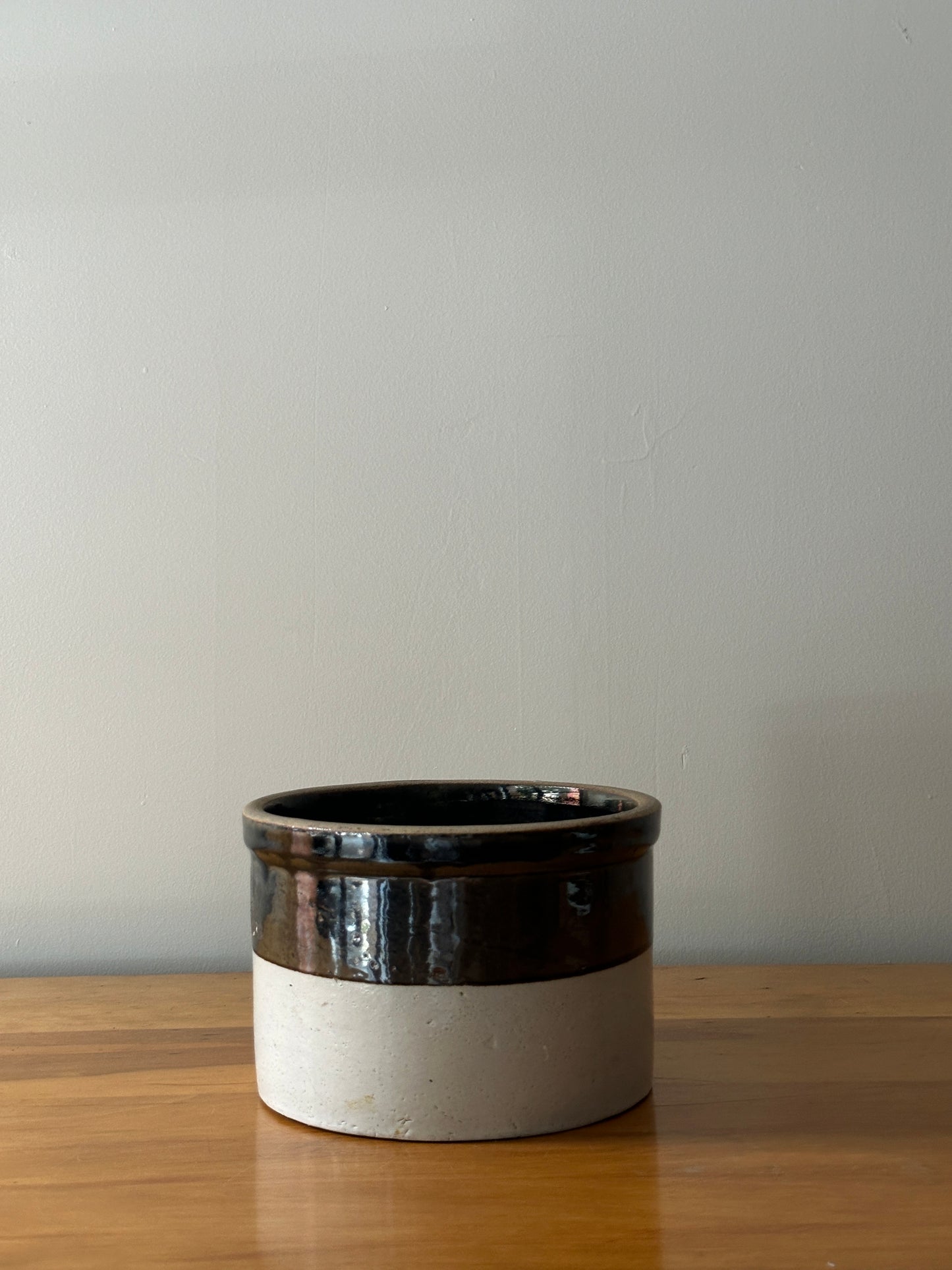 Brown and white crock