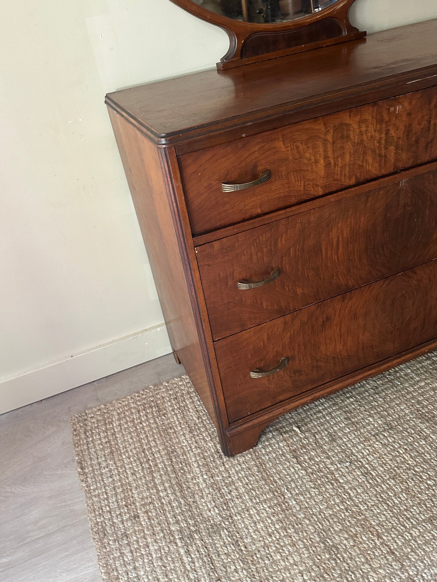 Walnut dresser with mirror